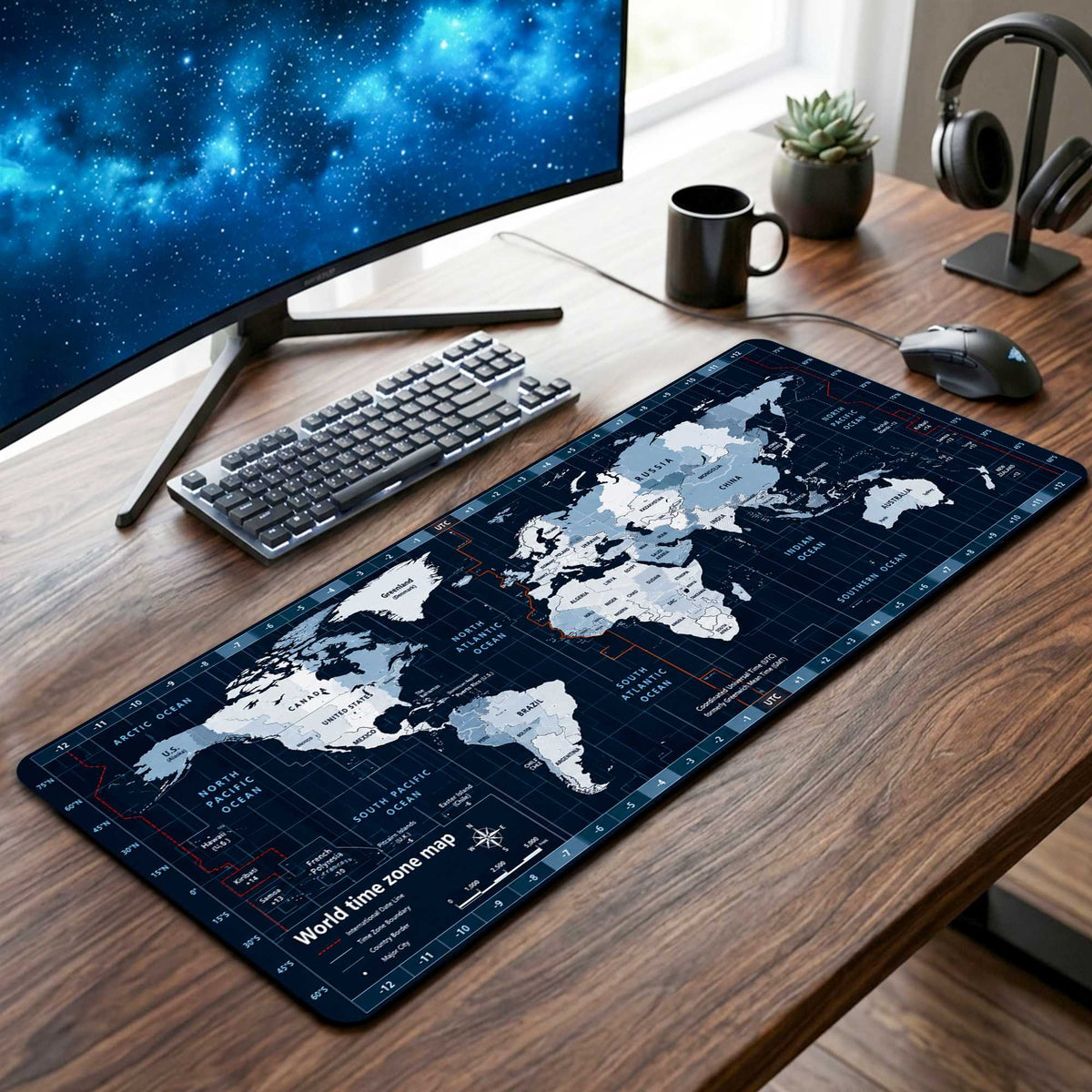 World Time Atlas Desk Mat