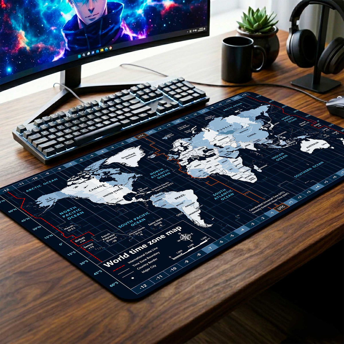 World Time Atlas Desk Mat