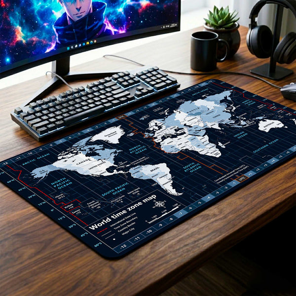 World Time Atlas Desk Mat