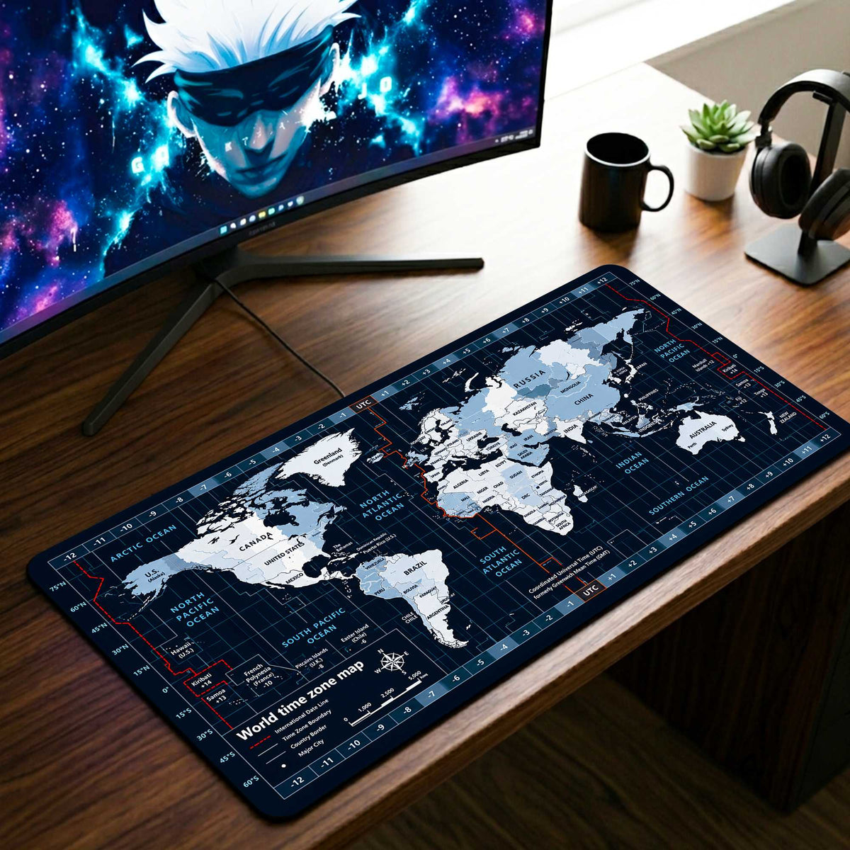 World Time Atlas Desk Mat