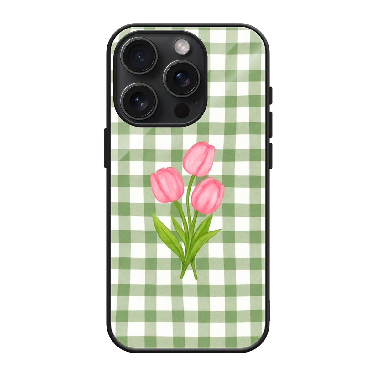 Gingham Bloom Glass Case