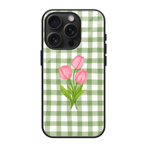 Gingham Bloom Glass Case
