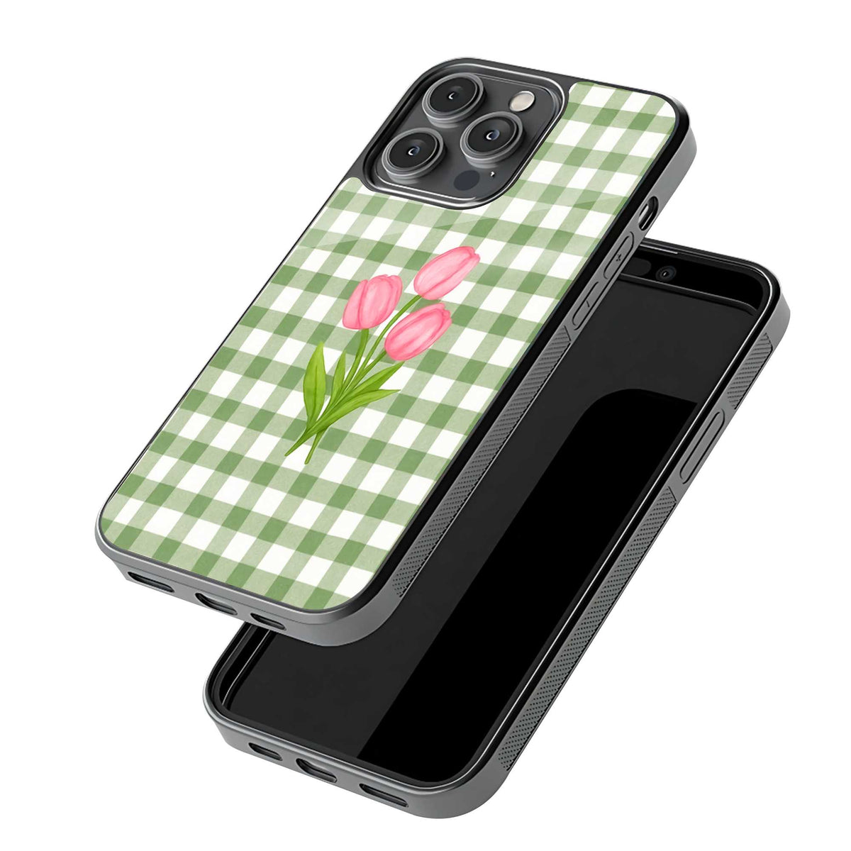 Gingham Bloom Glass Case