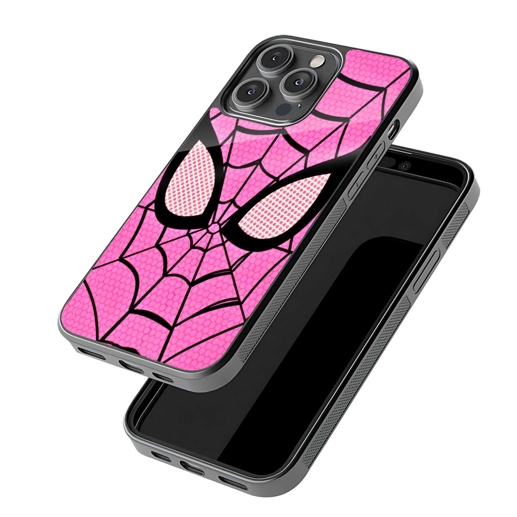 Pink Spider Mask Glass Case