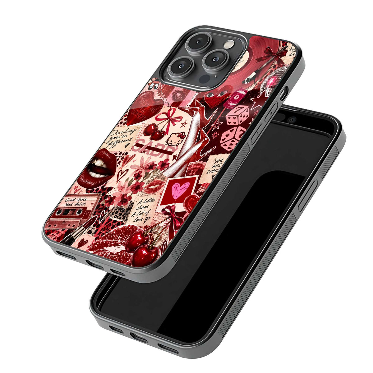 Crimson Rhythm Glass Case