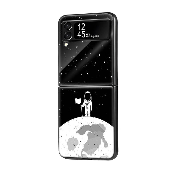Astronaut On Moon Samsung Z Flip Glass Case image 0