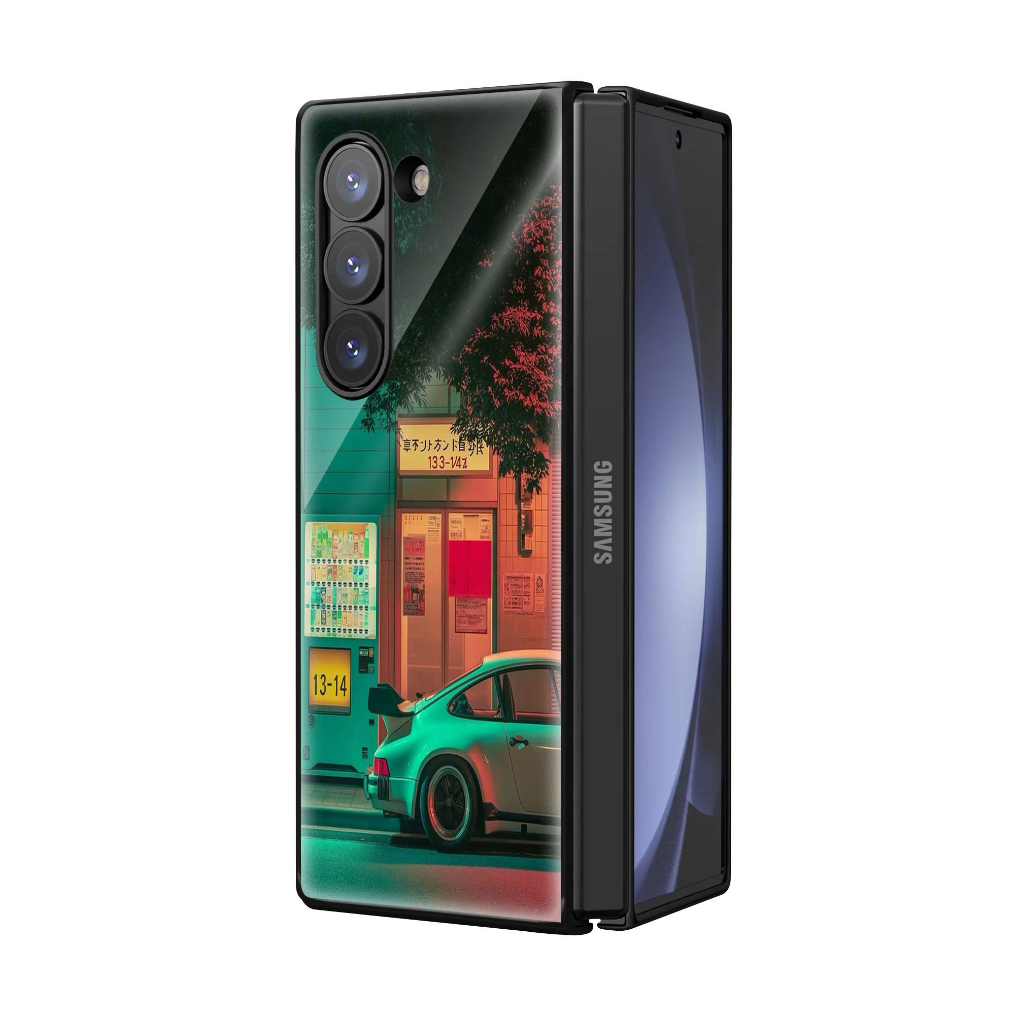 Retro Tokyo Samsung Z Fold Glass Case Secondary image