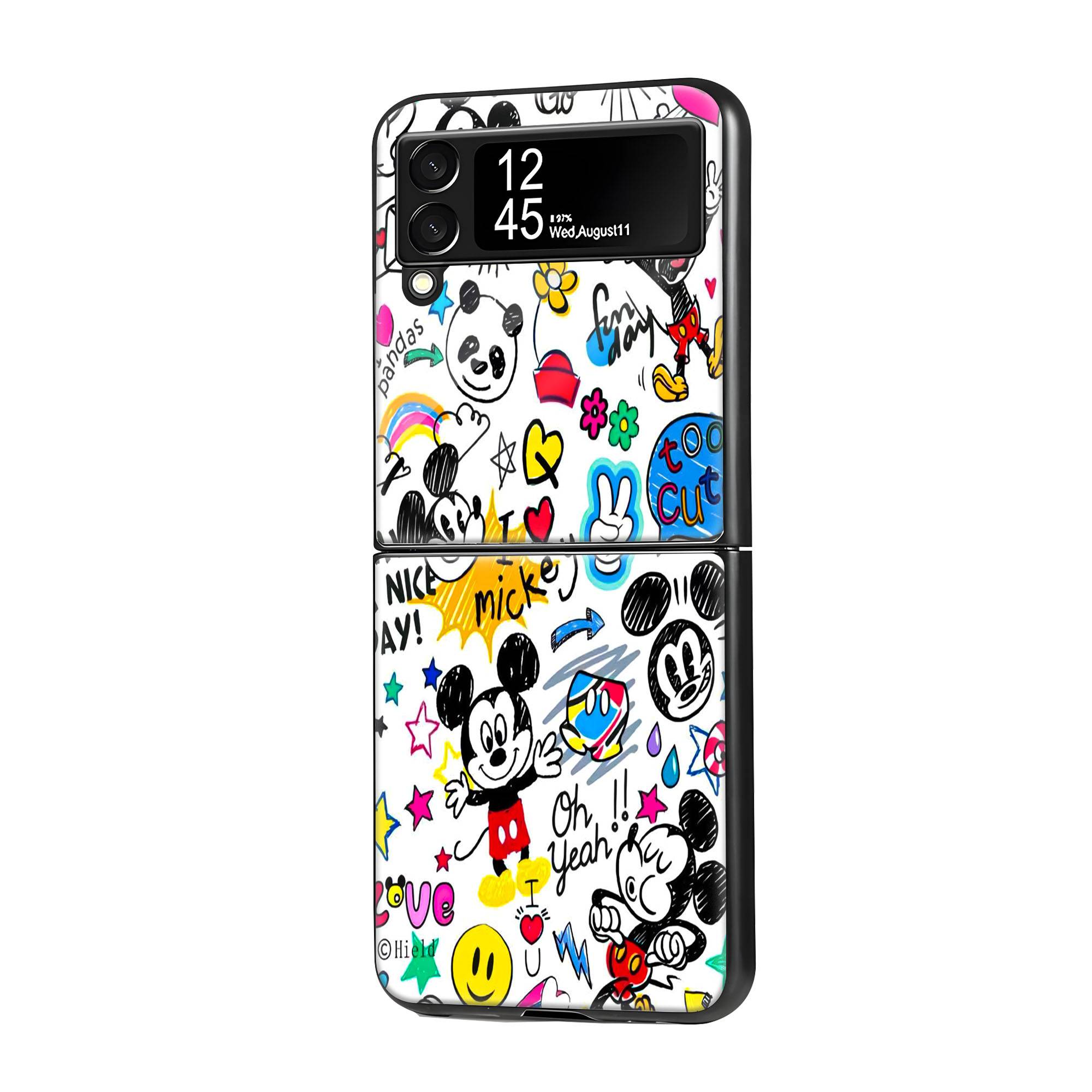 Mickey Mouse Doodle Samsung Z Flip Glass Case image 0