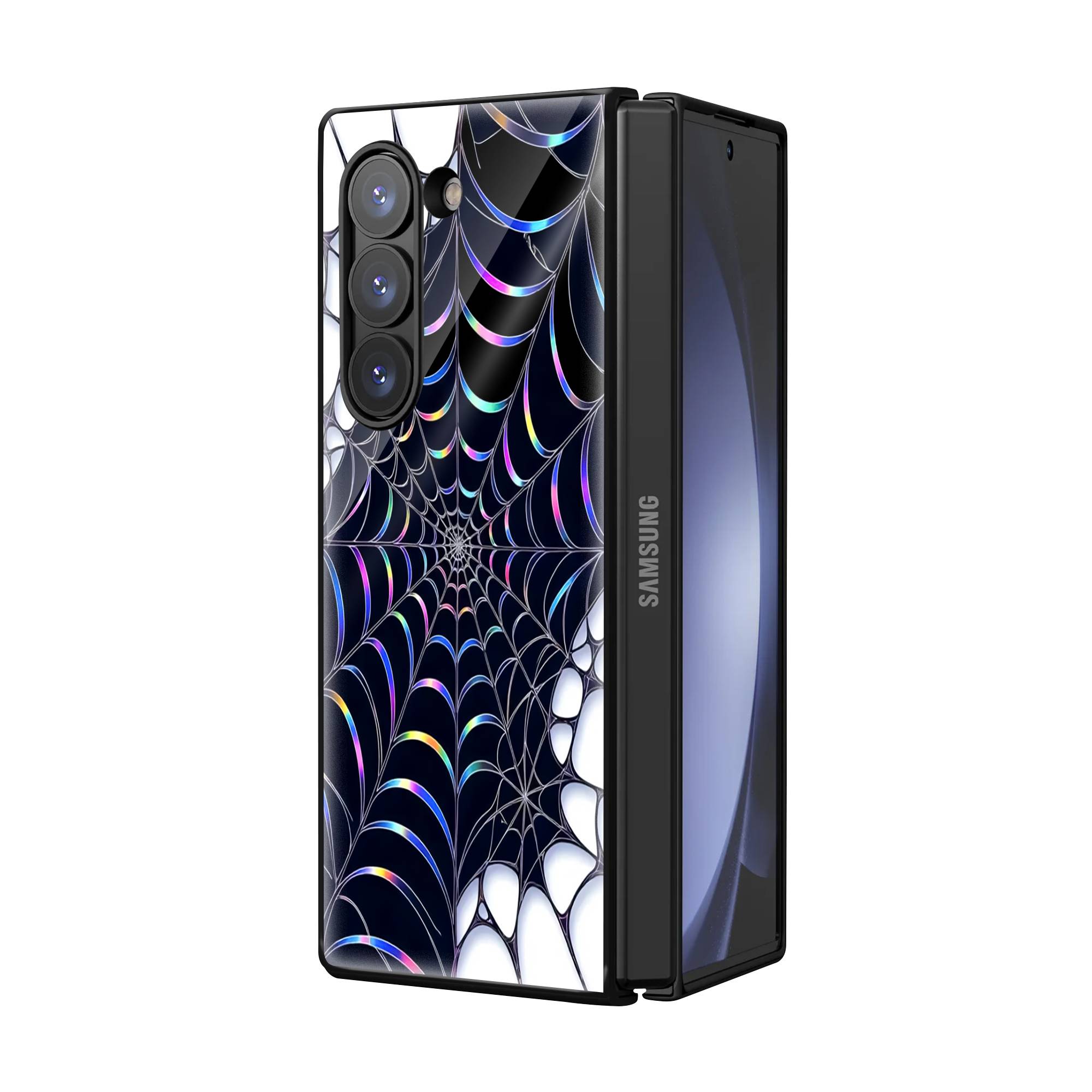 Holographic Web Samsung Z Fold Glass Case Secondary image