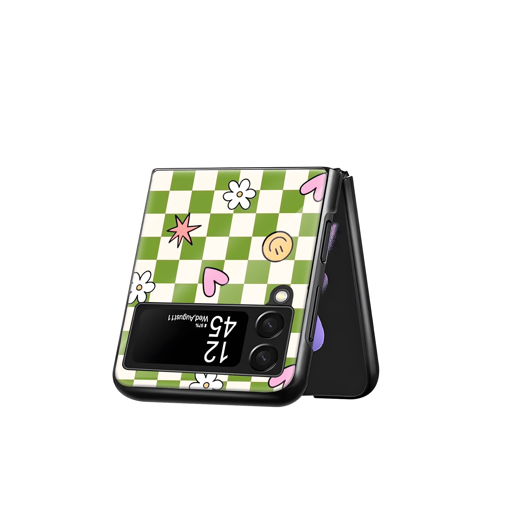 Smiley Squares Samsung Z Flip Glass Case image 2