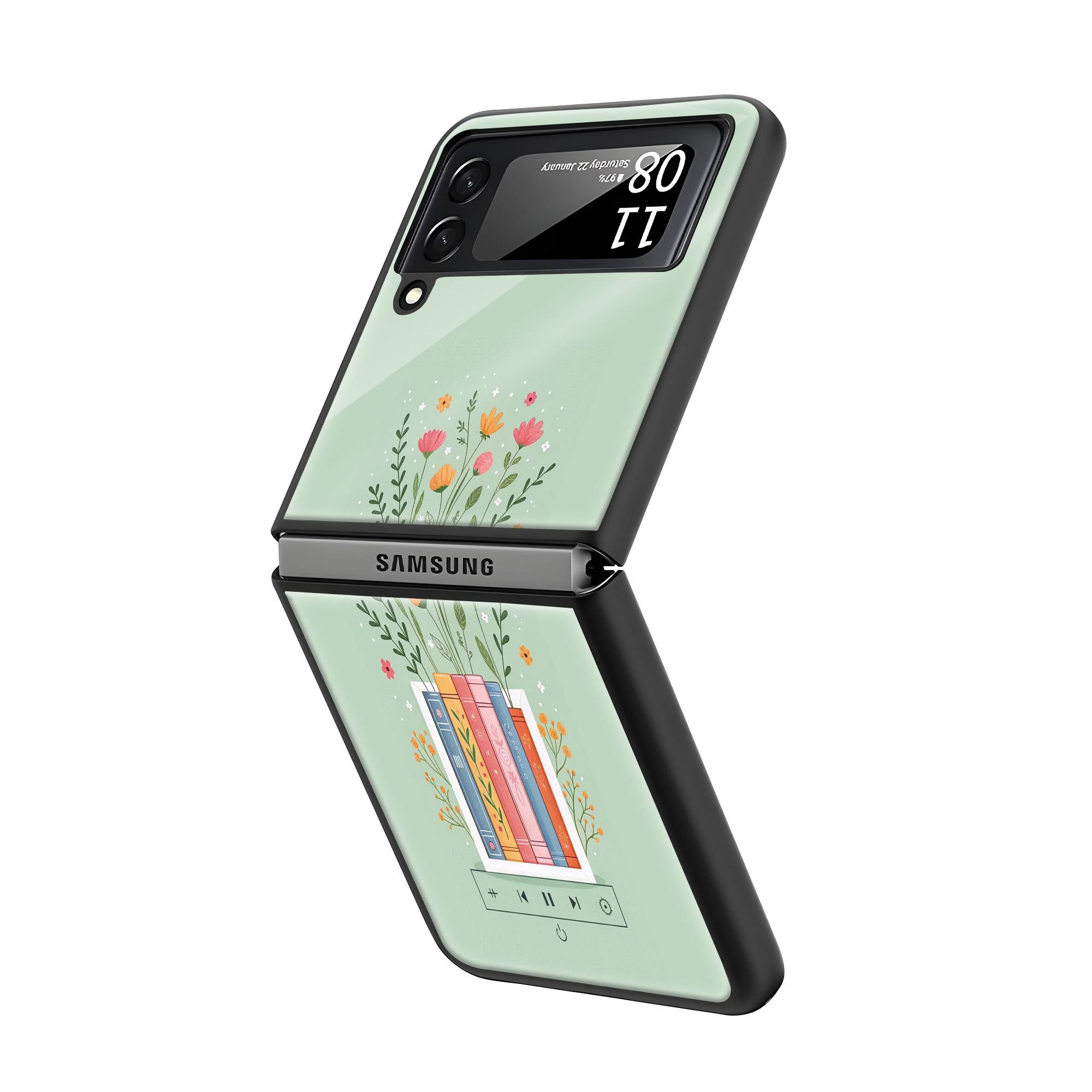 Floral Reads Samsung Z Flip Glass Case Secondary image