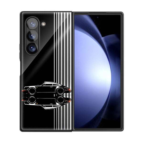 Black Porsche Samsung Z Fold Glass Case image 2