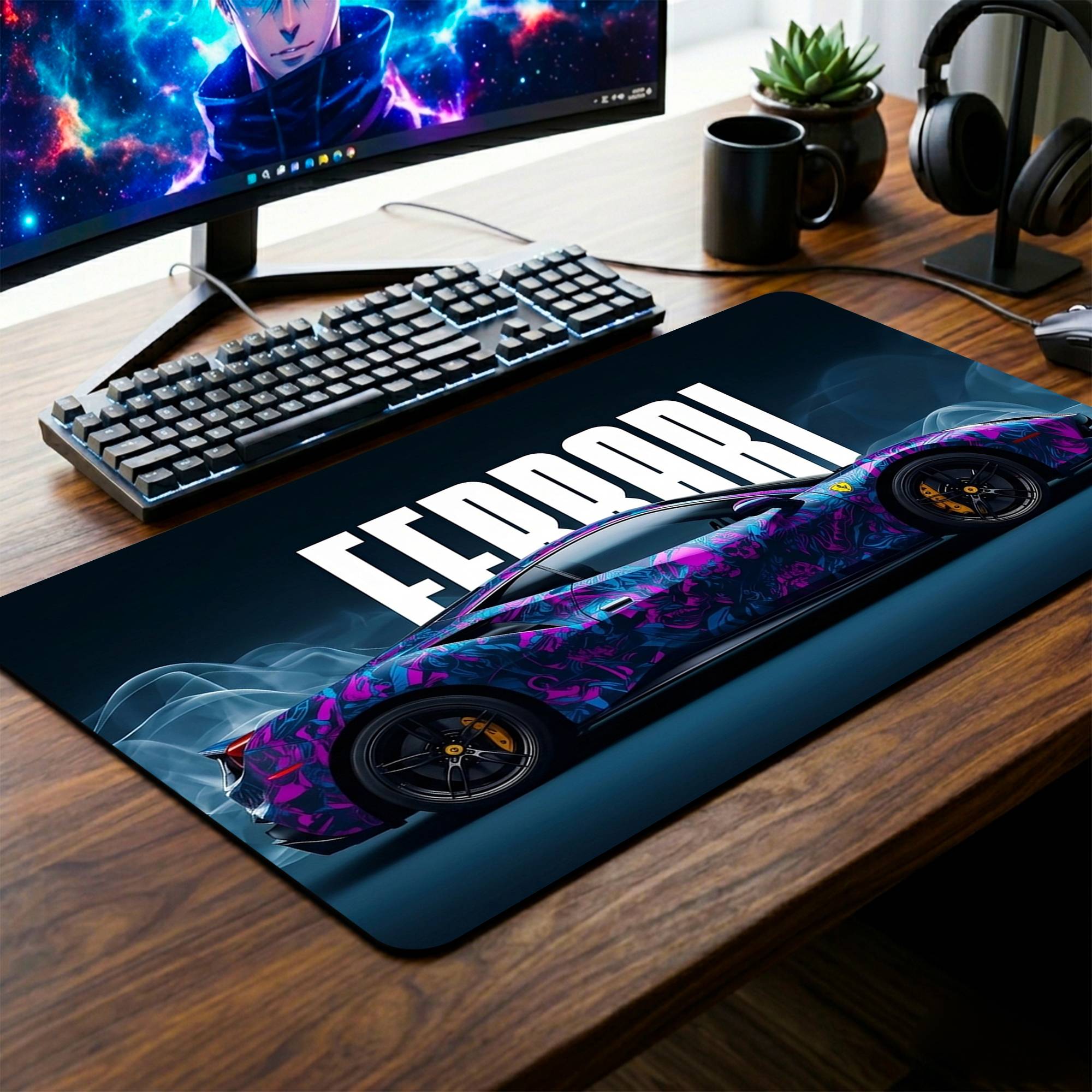 Colorful Ferrari Desk Mat - 14 x 23 Inch image