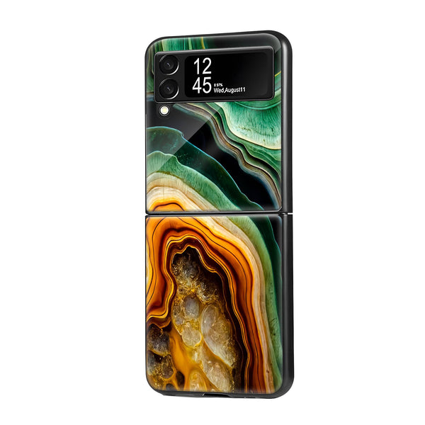 Green Marble Abstract Samsung Z Flip Glass Case image 0