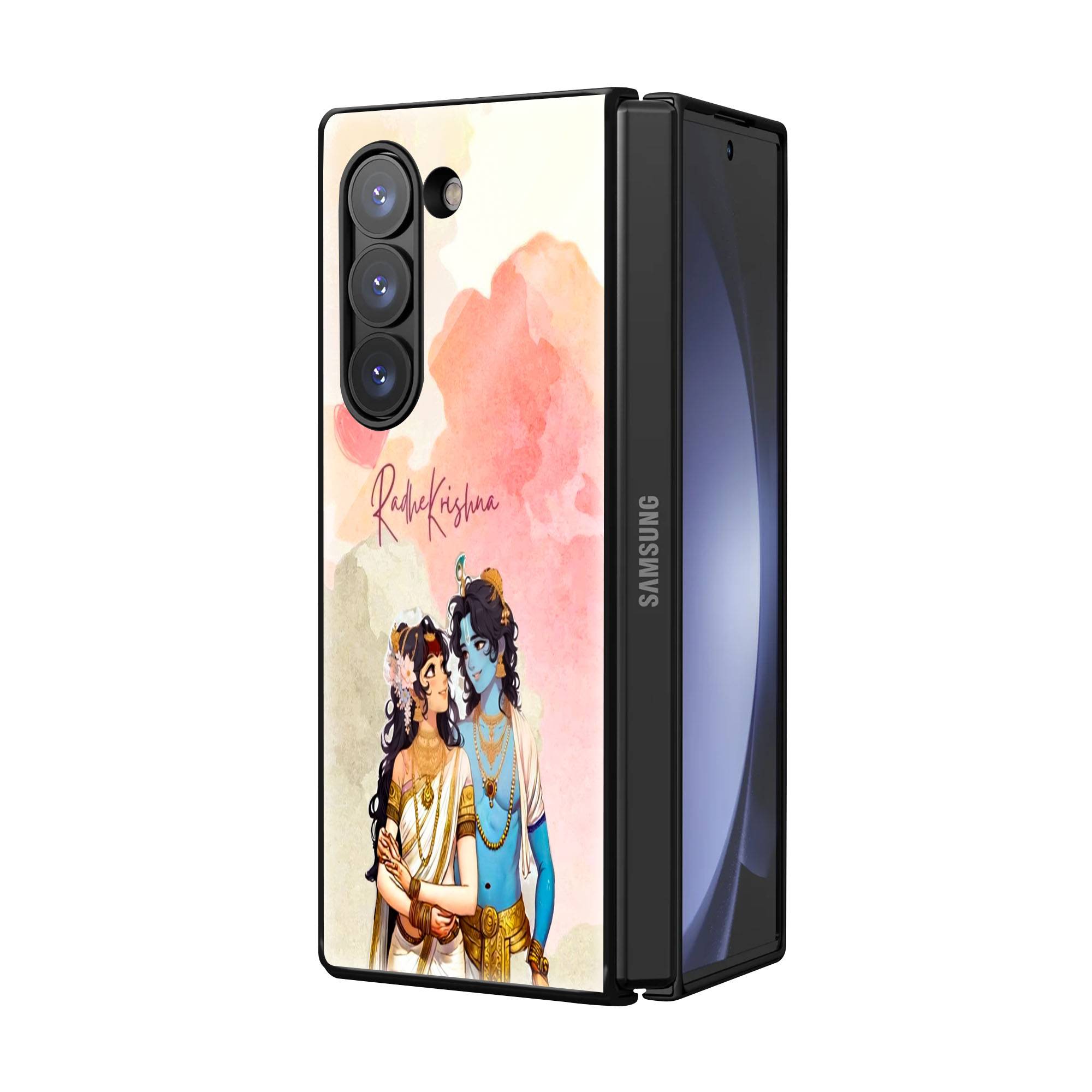 Radha-Krishna Heart Samsung Z Fold Glass Case Secondary image