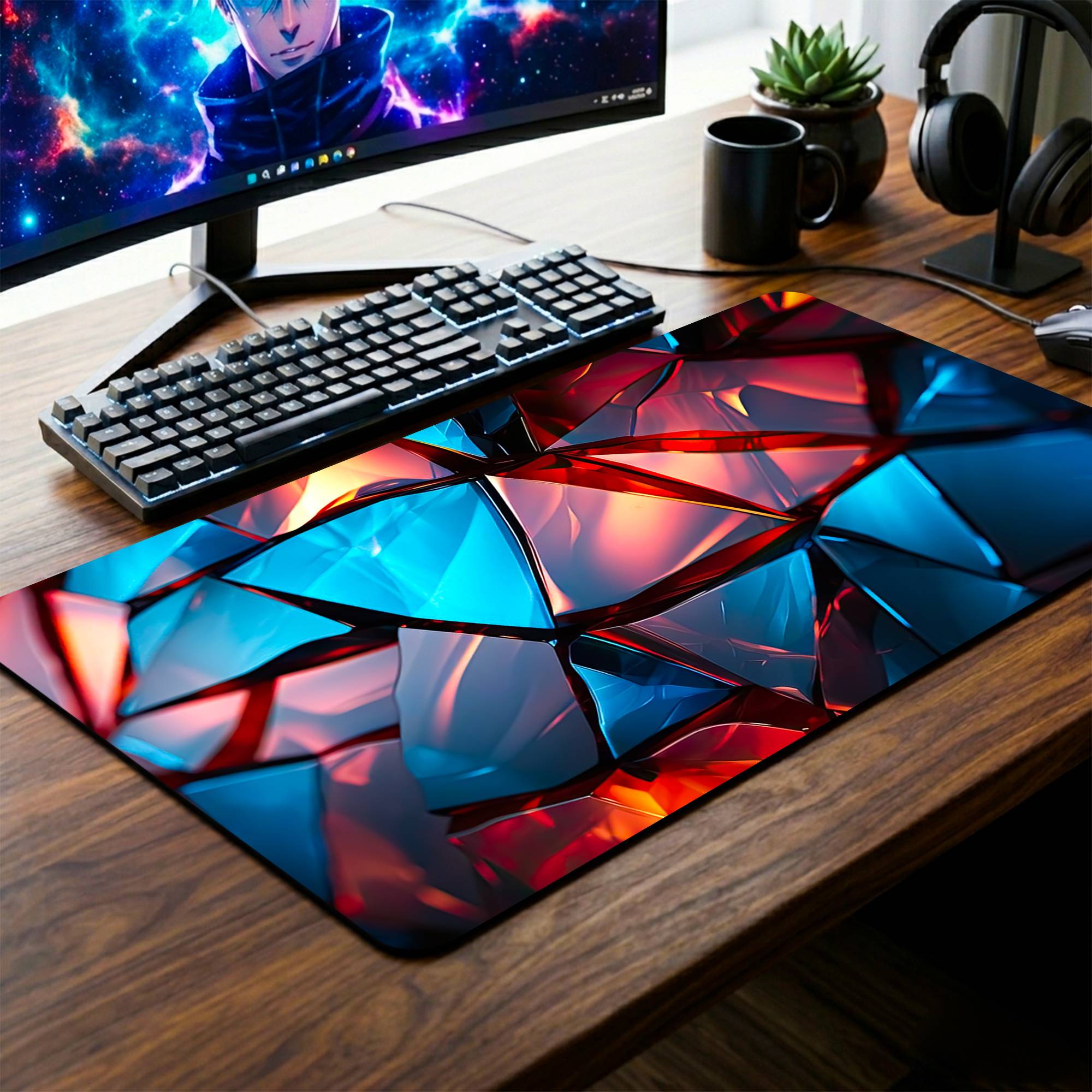 Geometric Glass Desk Mat - 14 x 23 Inch image