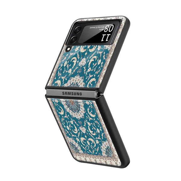 Teal Classic Medallion Samsung Z Flip Glass Case image 1