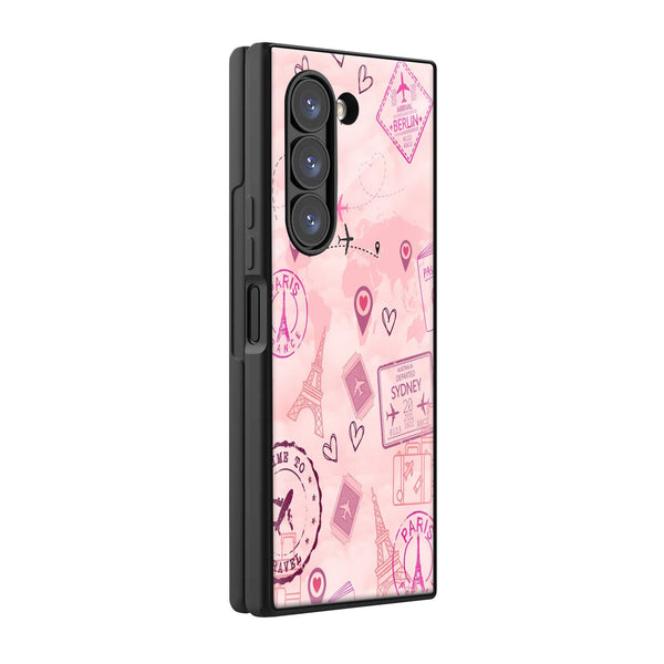 Pink Travel Samsung Z Fold Glass Case image 0