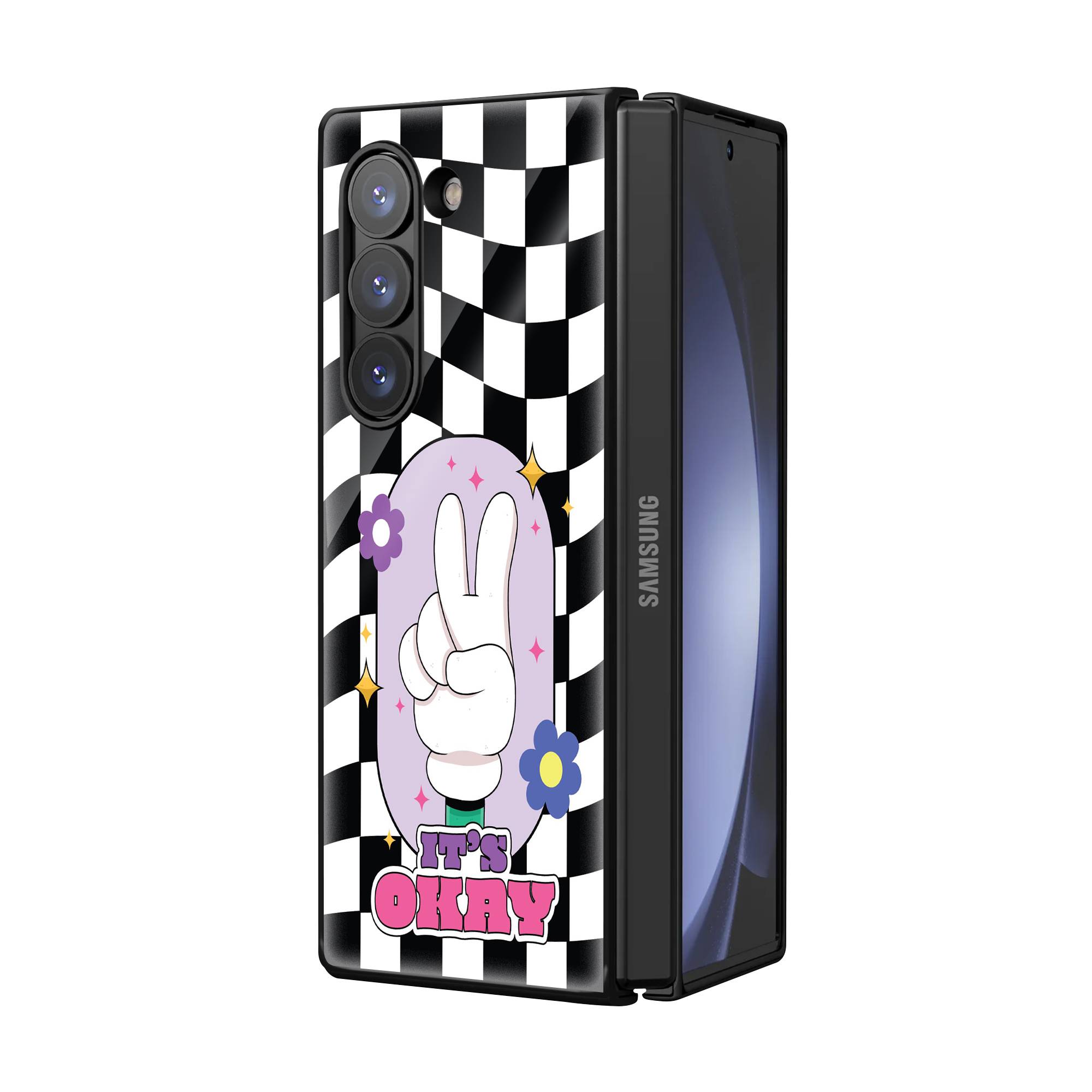 Checkerboard Samsung Z Fold Glass Case image 1