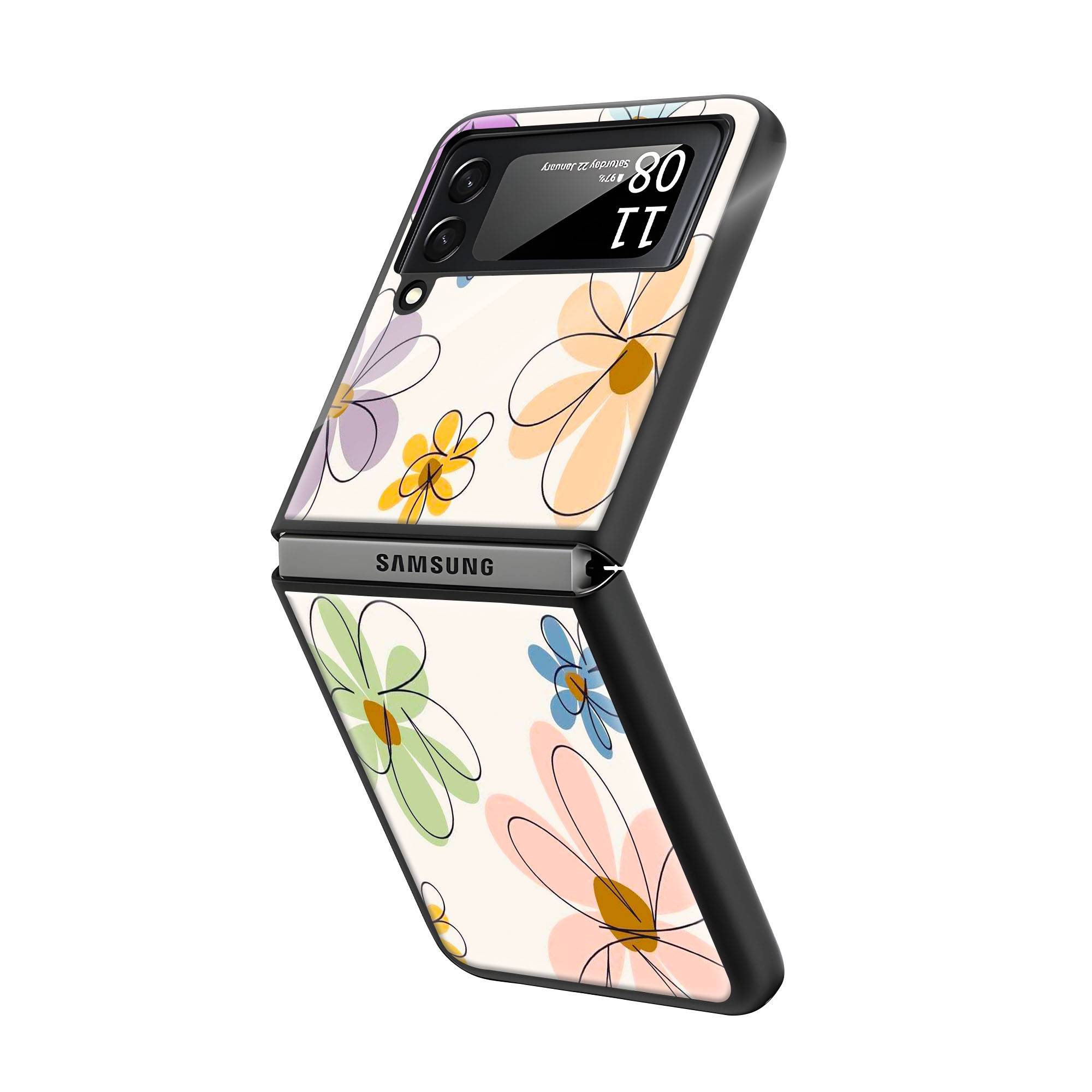 Abstract Floral Samsung Z Flip Glass Case Secondary image