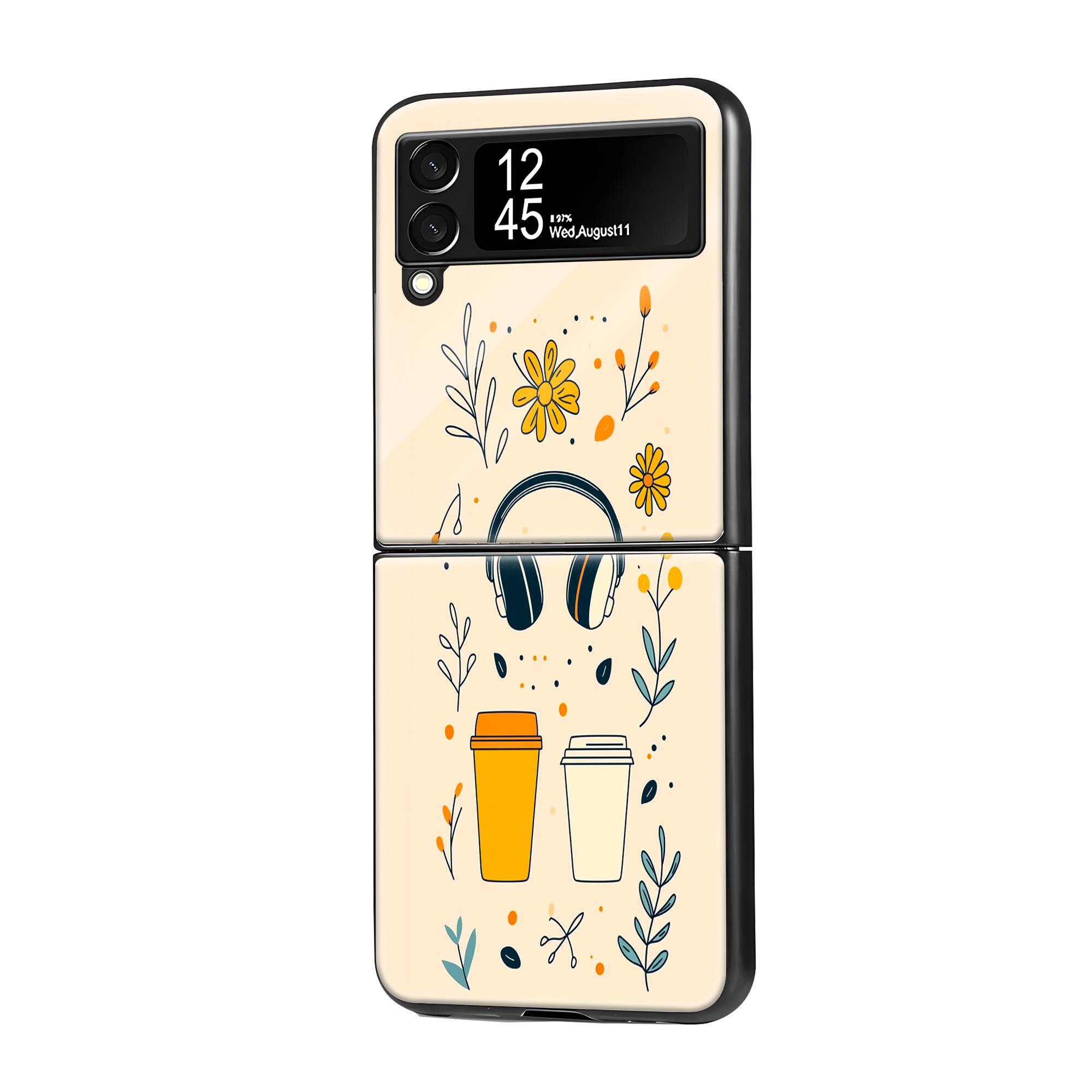 Coffee & Tunes Samsung Z Flip Glass Case image 0 Main image