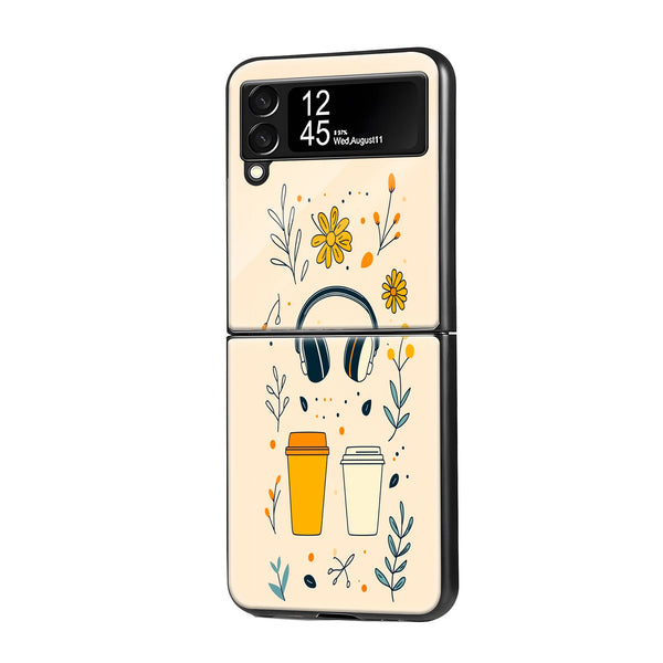Coffee & Tunes Samsung Z Flip Glass Case image 0