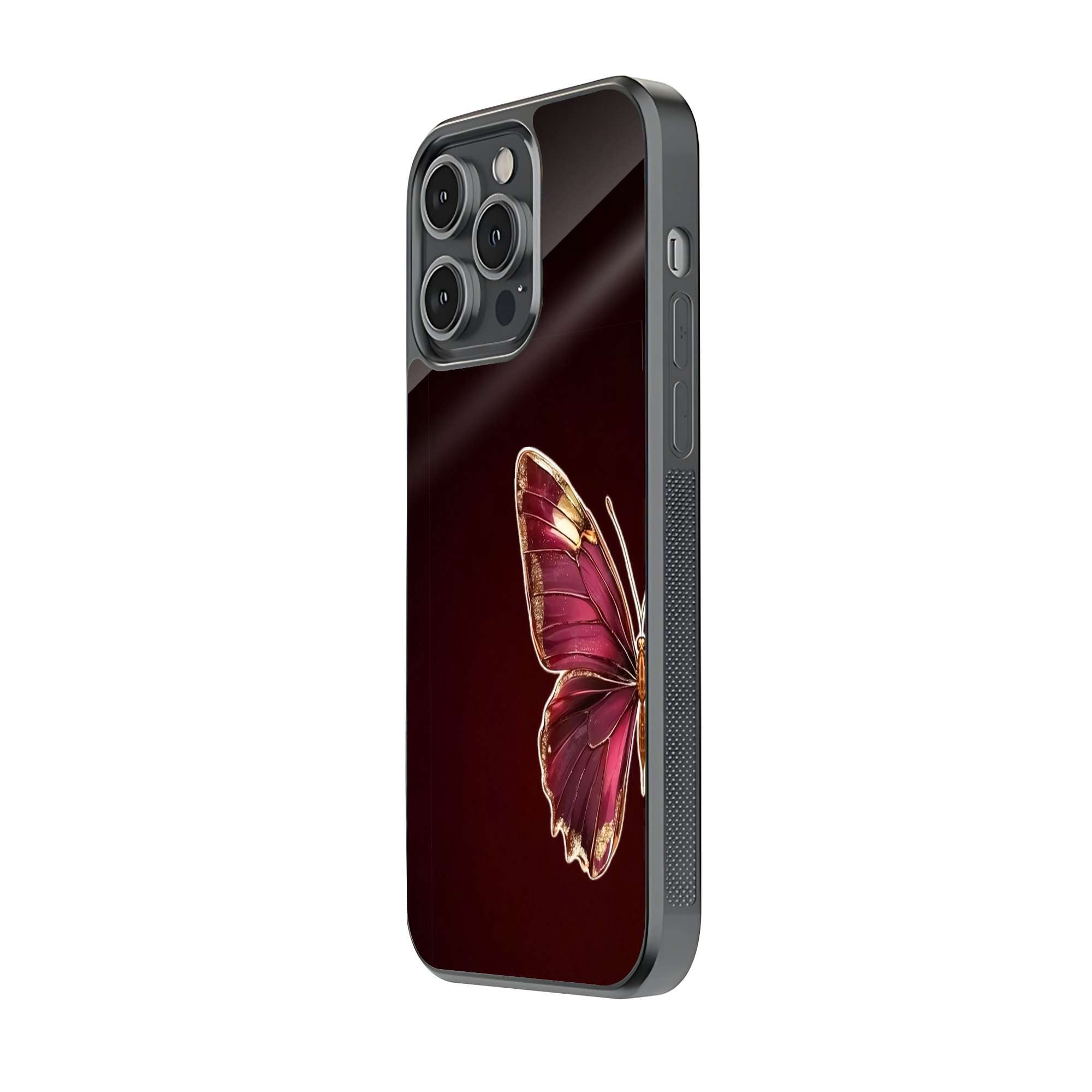 Half Red Butterfly Glass Case Secondary image
