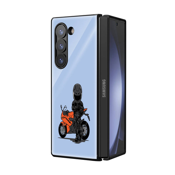 Biker Standing Samsung Z Fold Glass Case image 1
