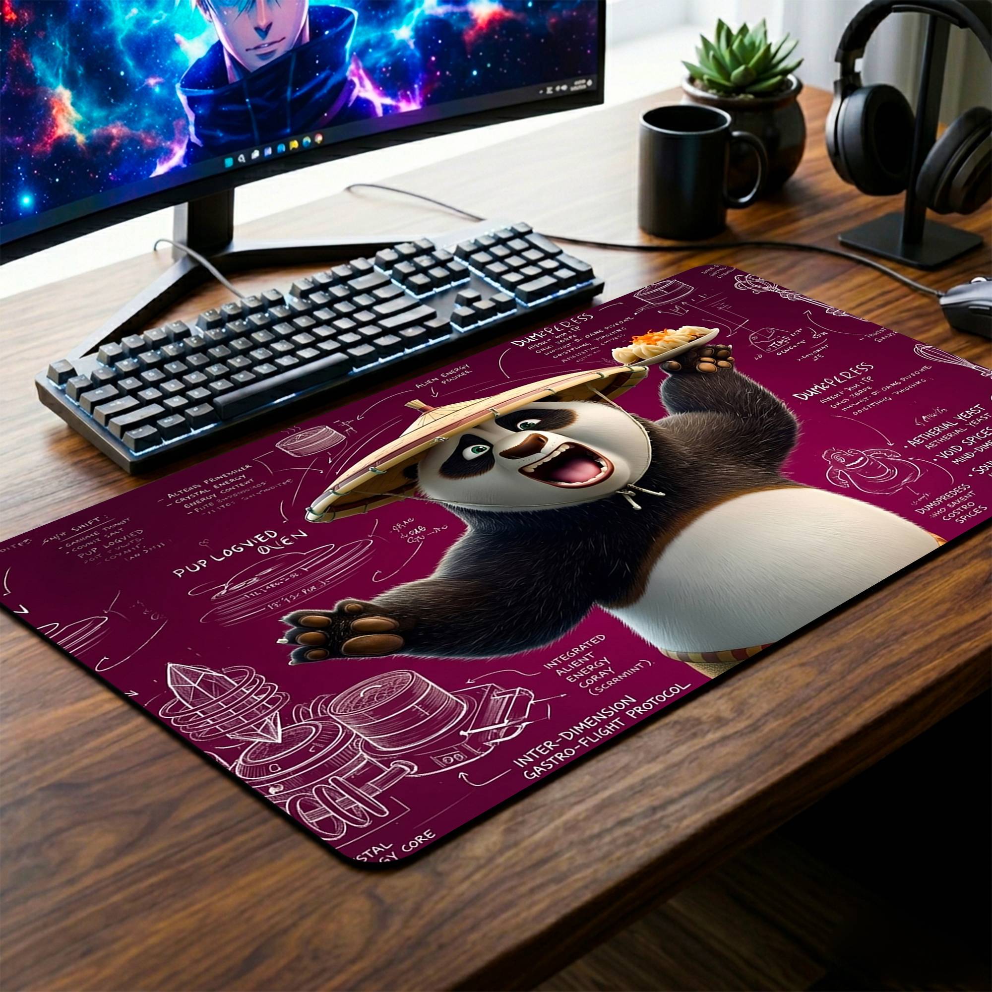 Foodie Panda Desk Mat - 14 x 23 Inch image