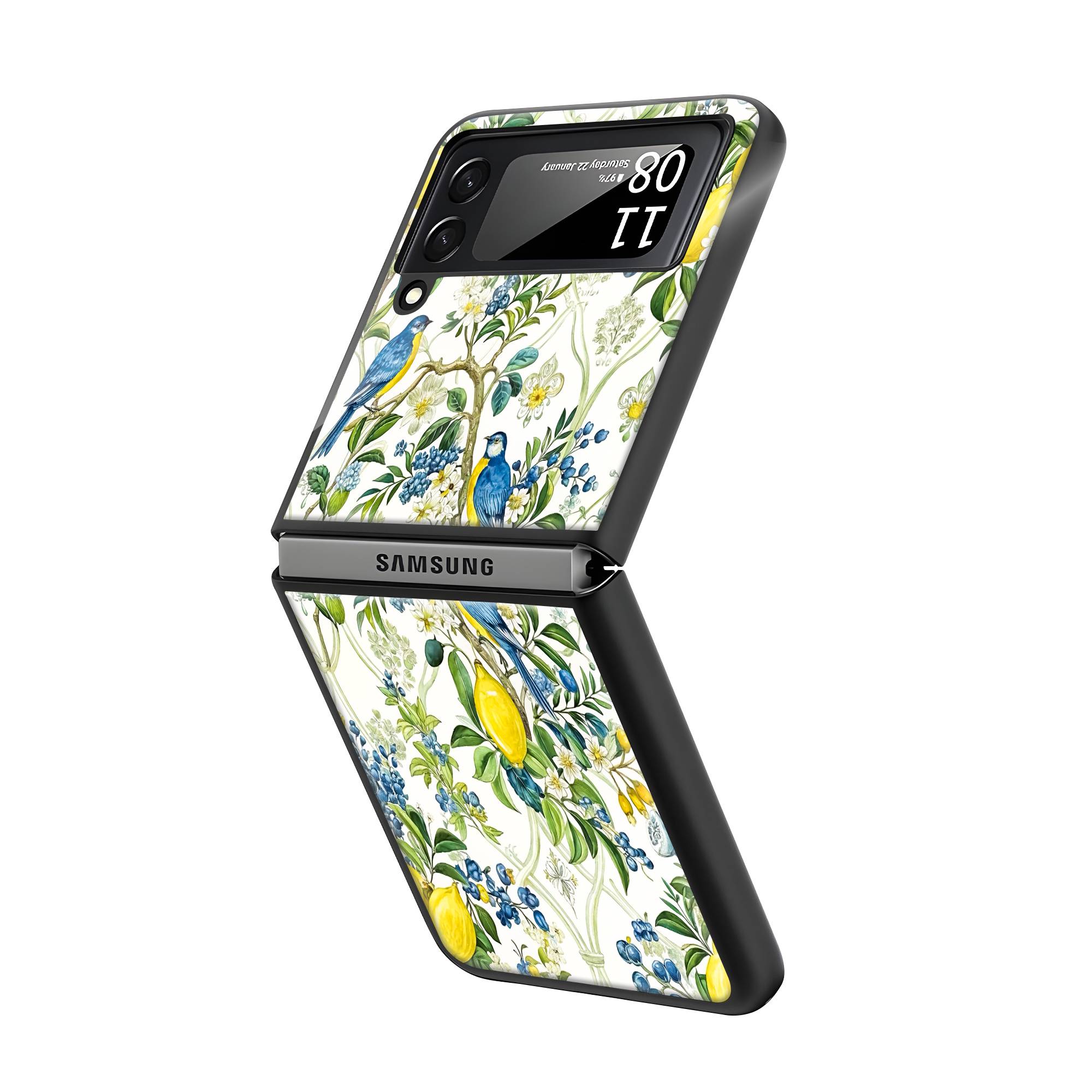 Blueberry Birds Samsung Z Flip Glass Case Secondary image