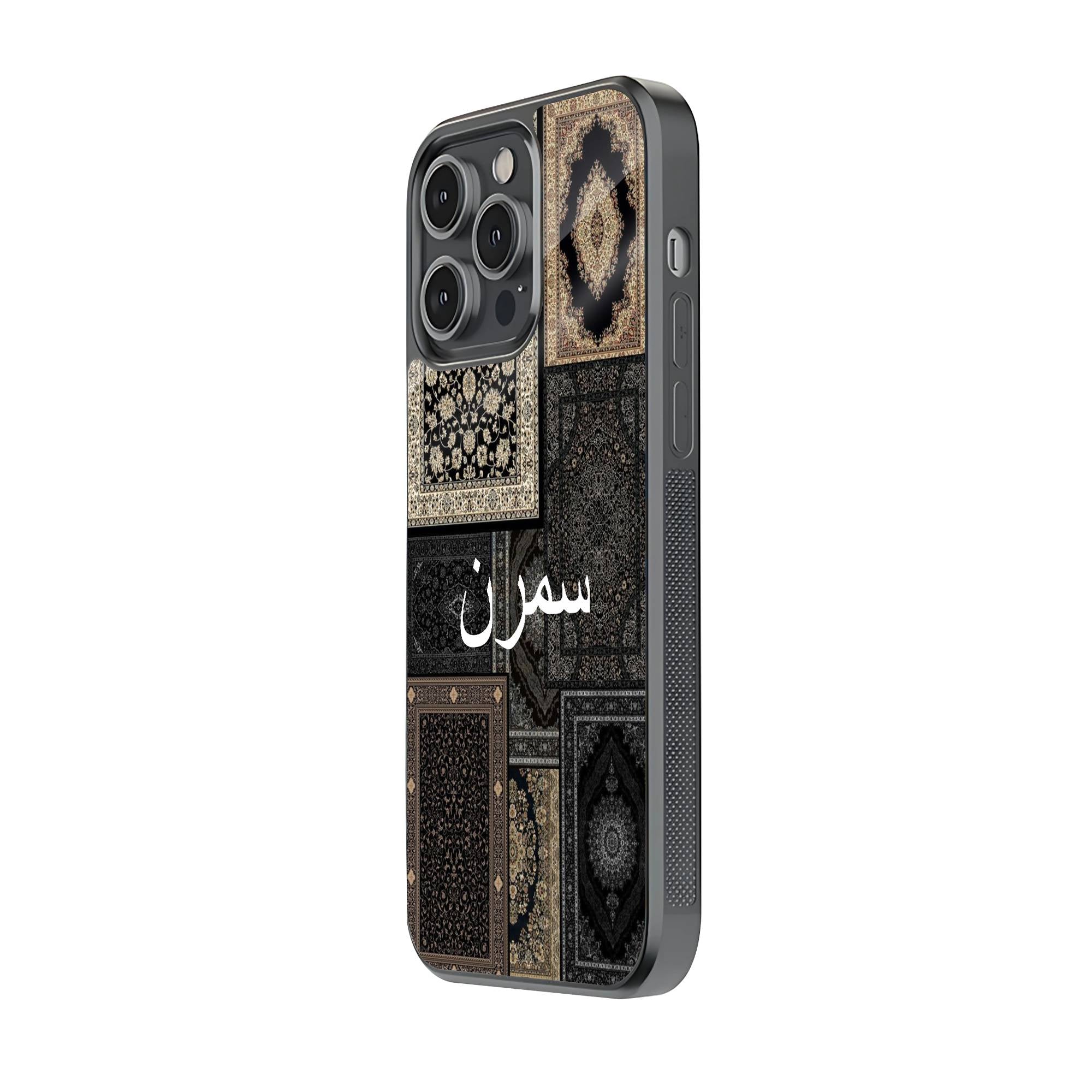 Black & Gold Patchwork Glass Name Case image 1