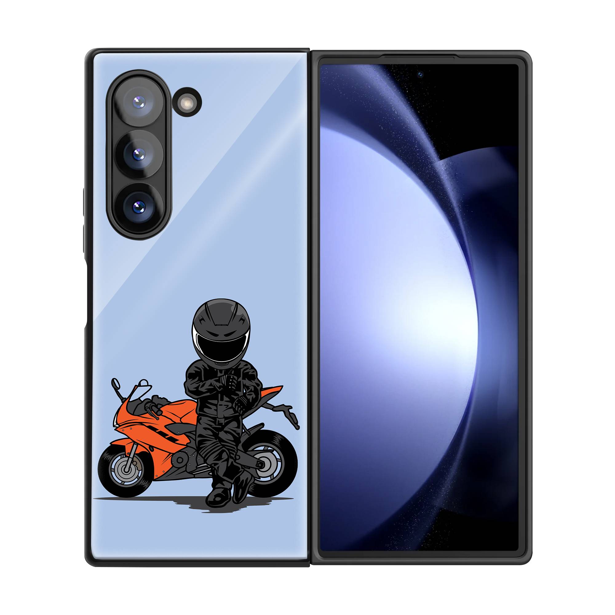 Biker Standing Samsung Z Fold Glass Case image 2