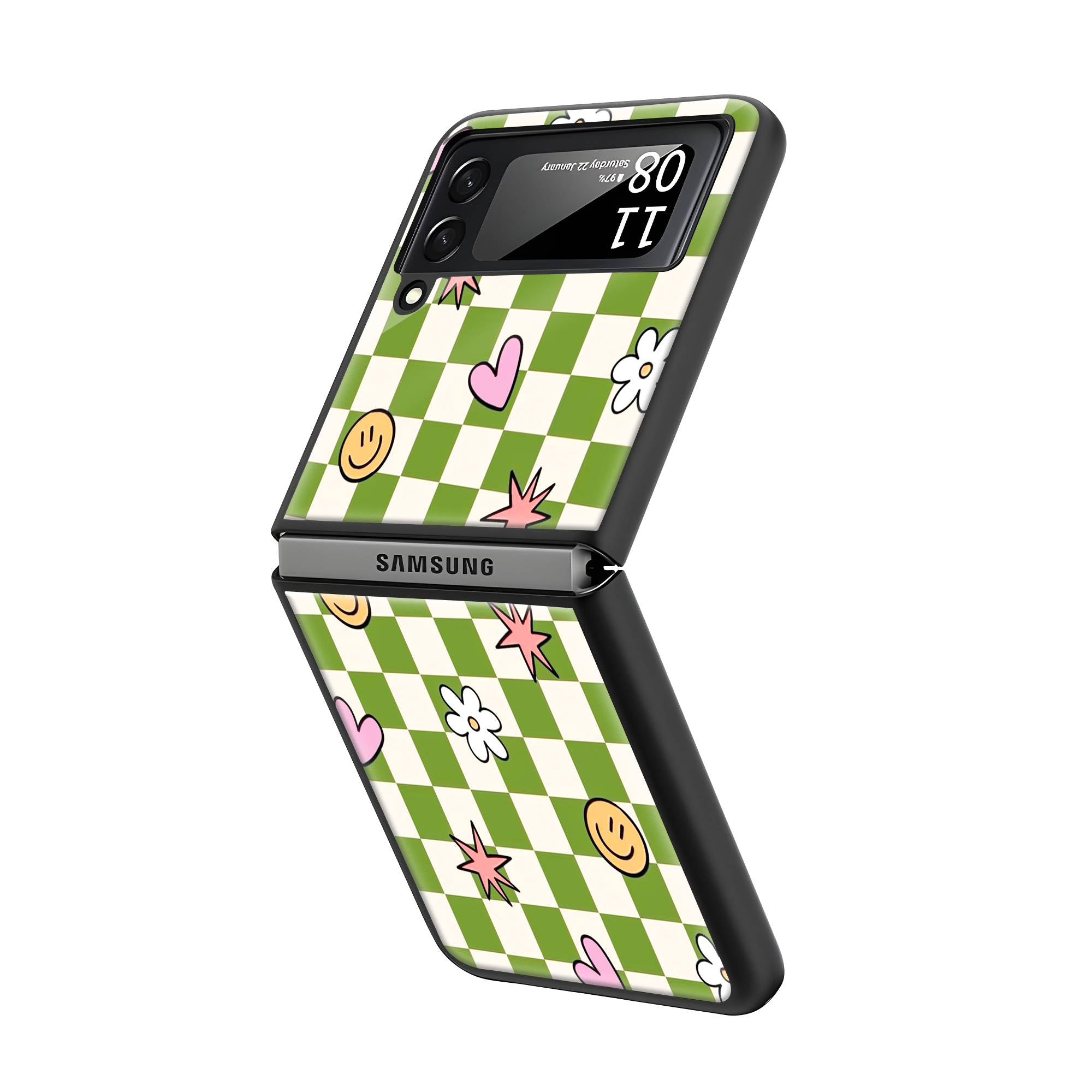 Smiley Squares Samsung Z Flip Glass Case Secondary image