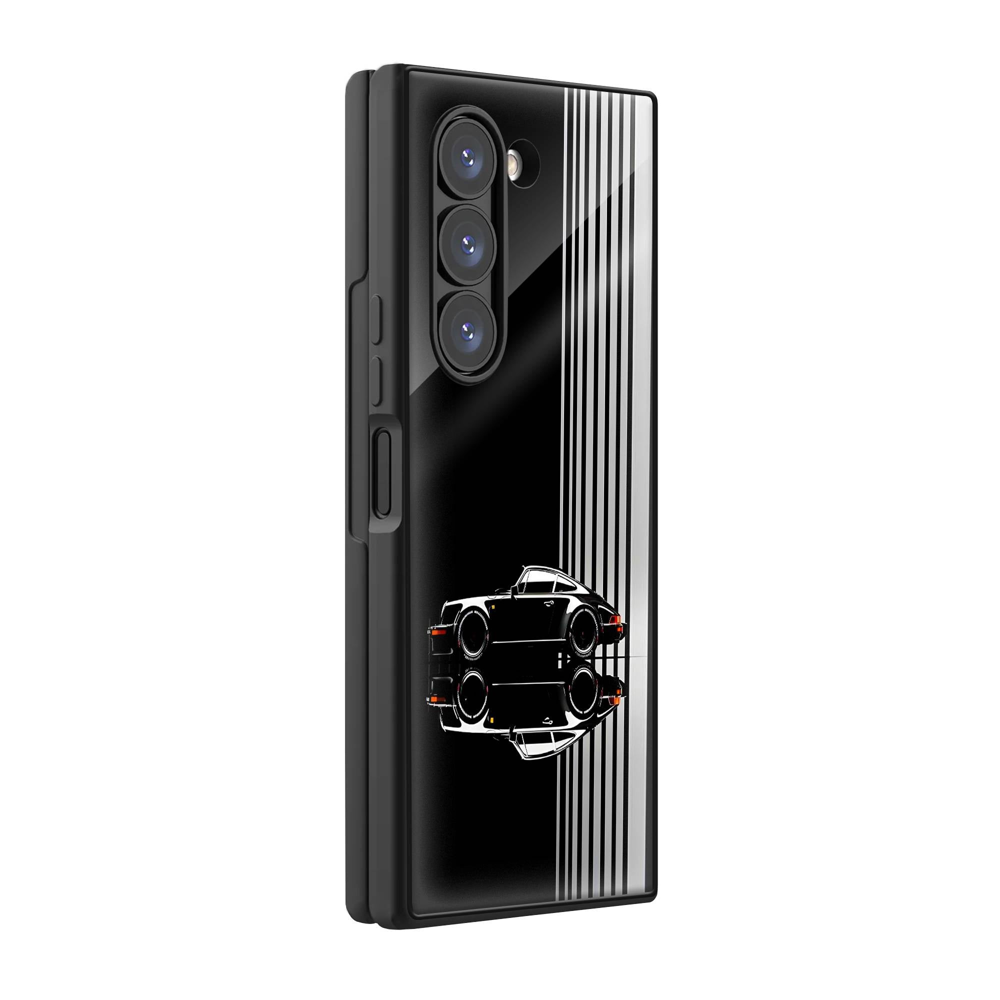 Black Porsche Samsung Z Fold Glass Case image 0 Main image