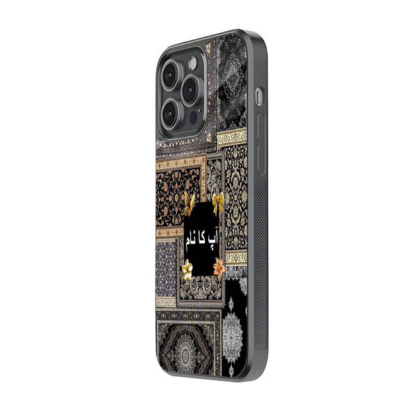 Black & Gold Rug Glass Name Case image 1