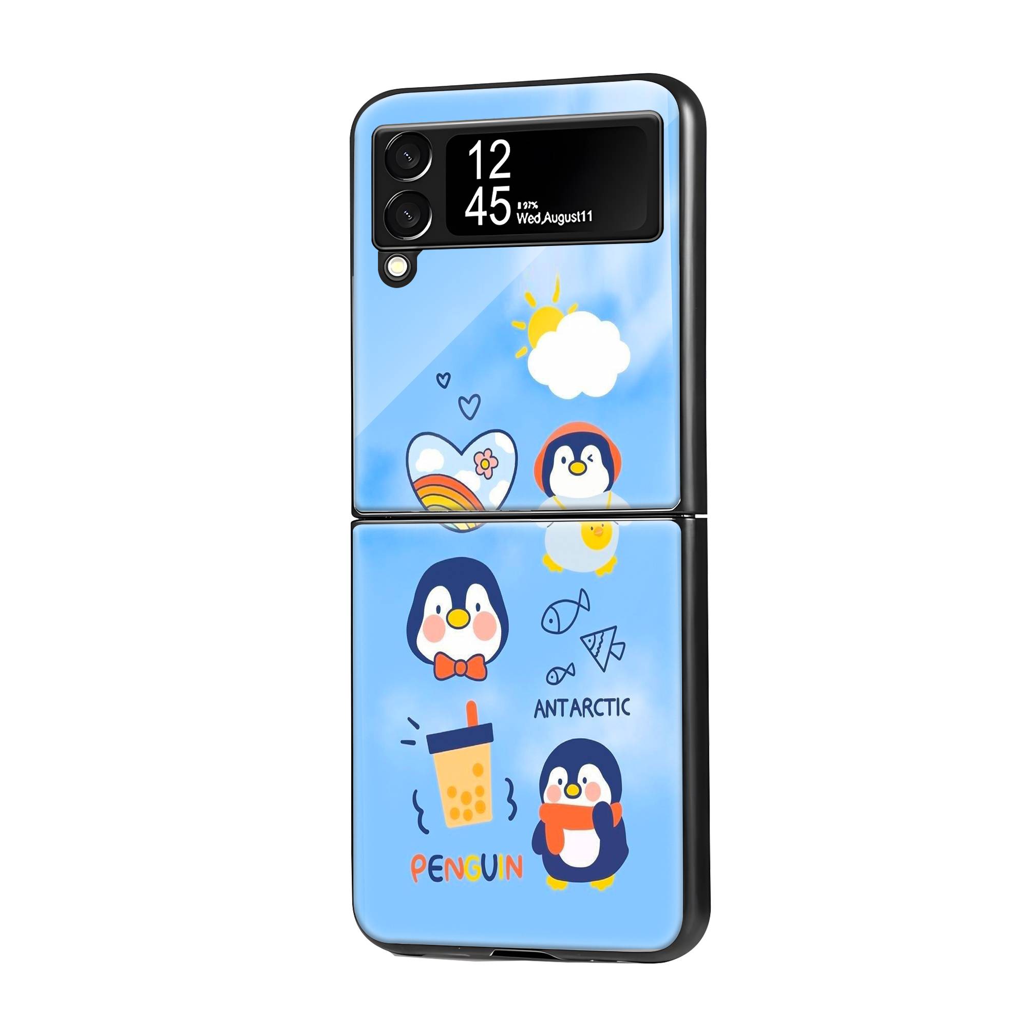 Cartoon Penguin Samsung Z Flip Glass Case image 0 Main image