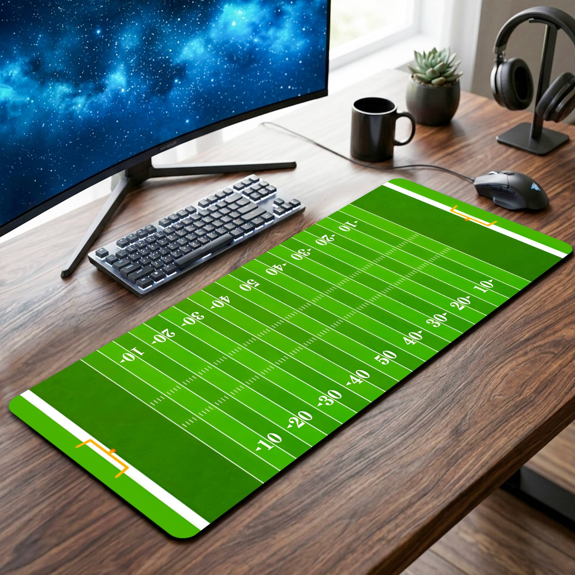 Soccer Pitch Desk Mat - 12 x 32 Inch image