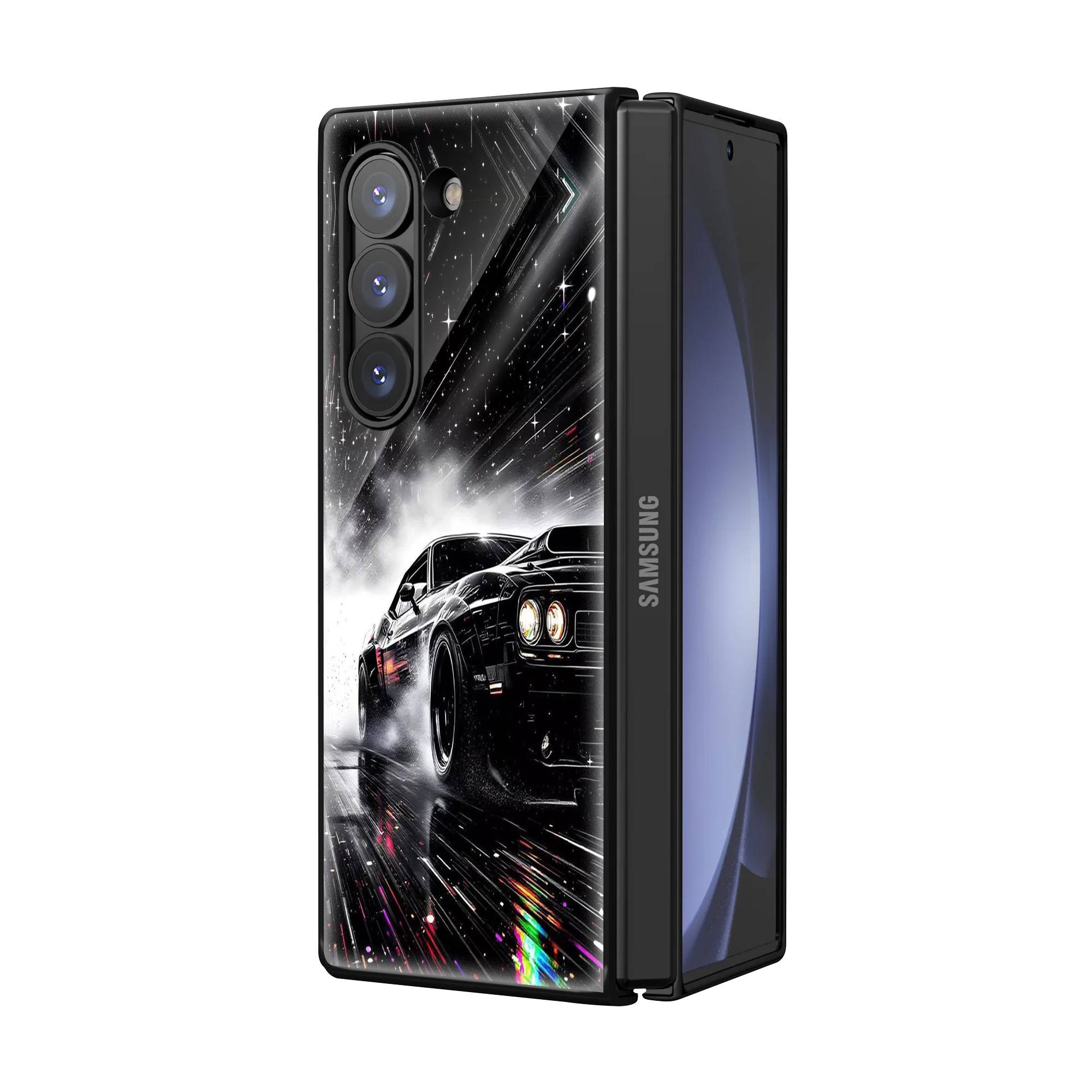 Black Dodge Samsung Z Fold Glass Case Secondary image