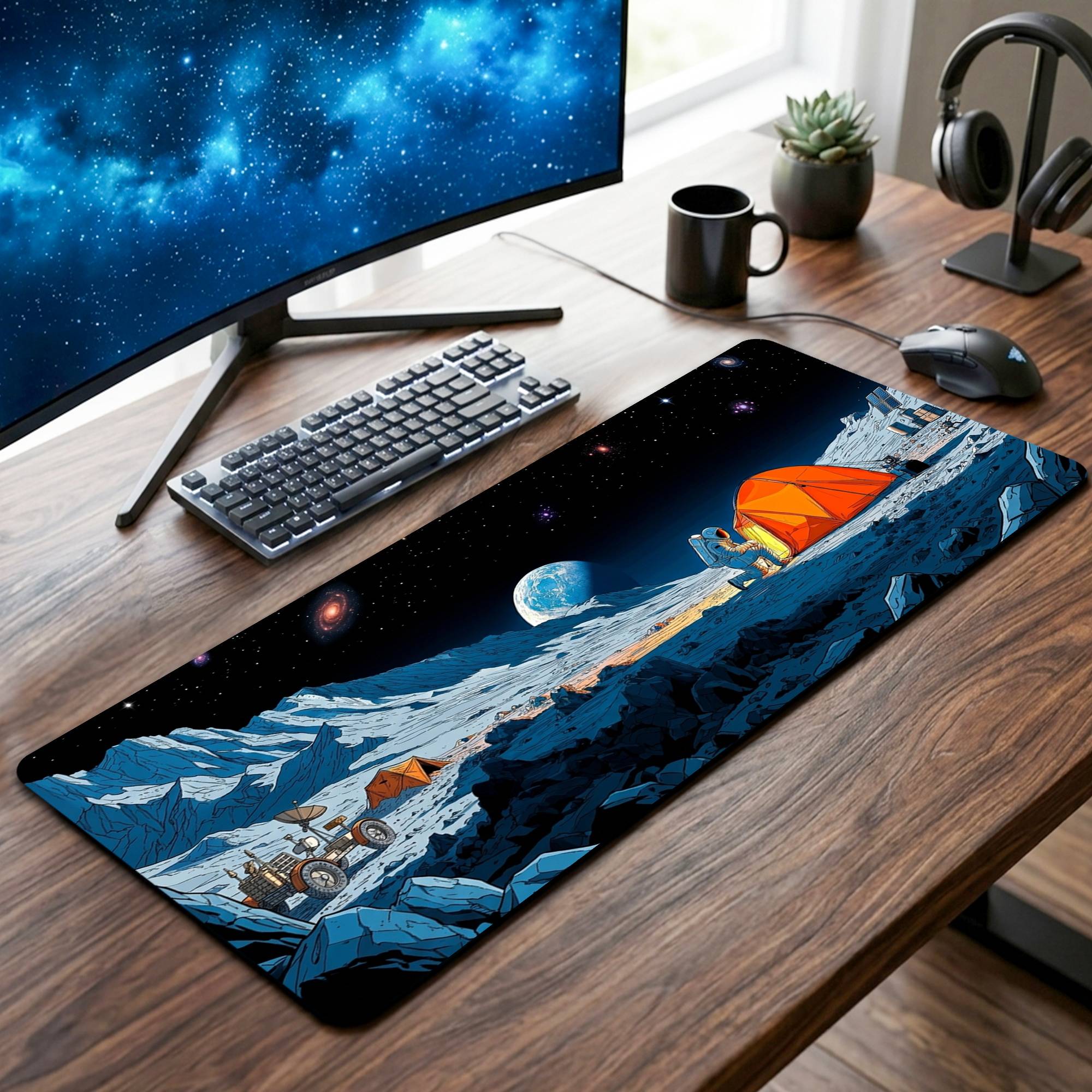 Astronaut Camping Desk Mat - 12 x 32 Inch image