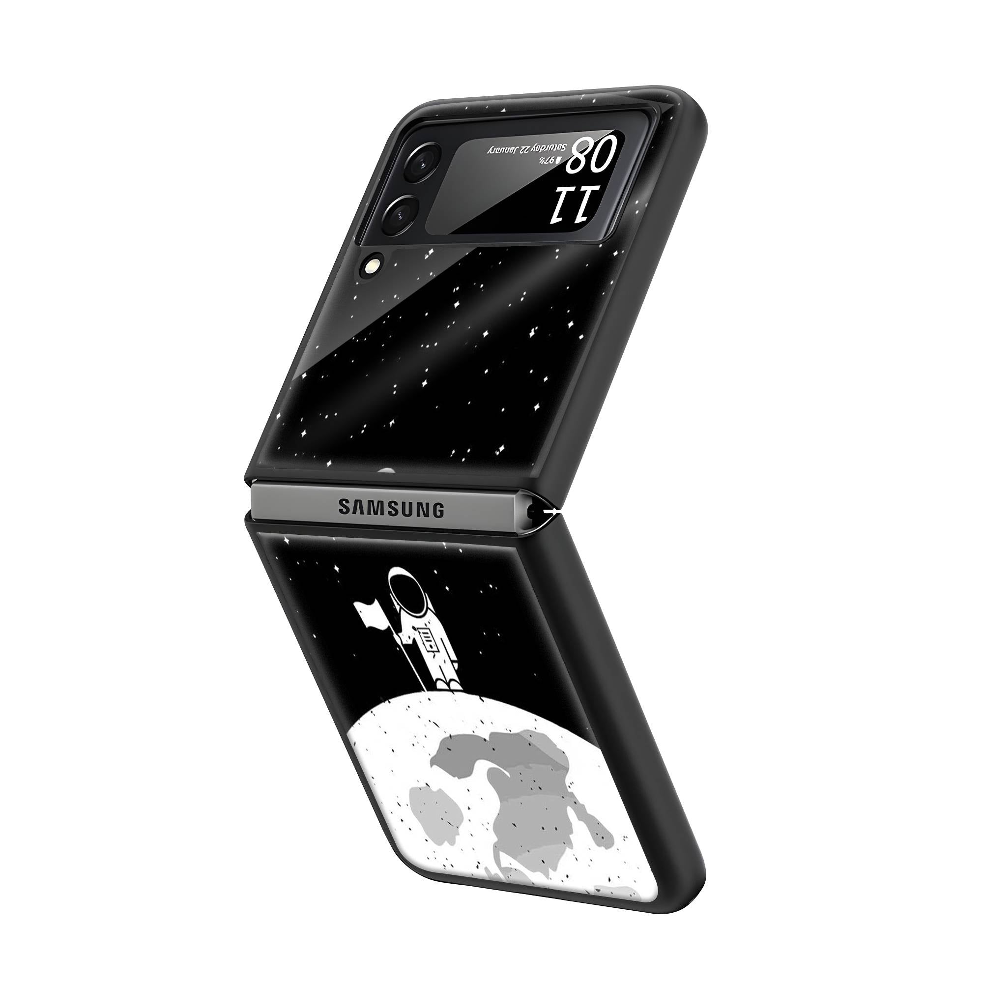 Astronaut On Moon Samsung Z Flip Glass Case image 1