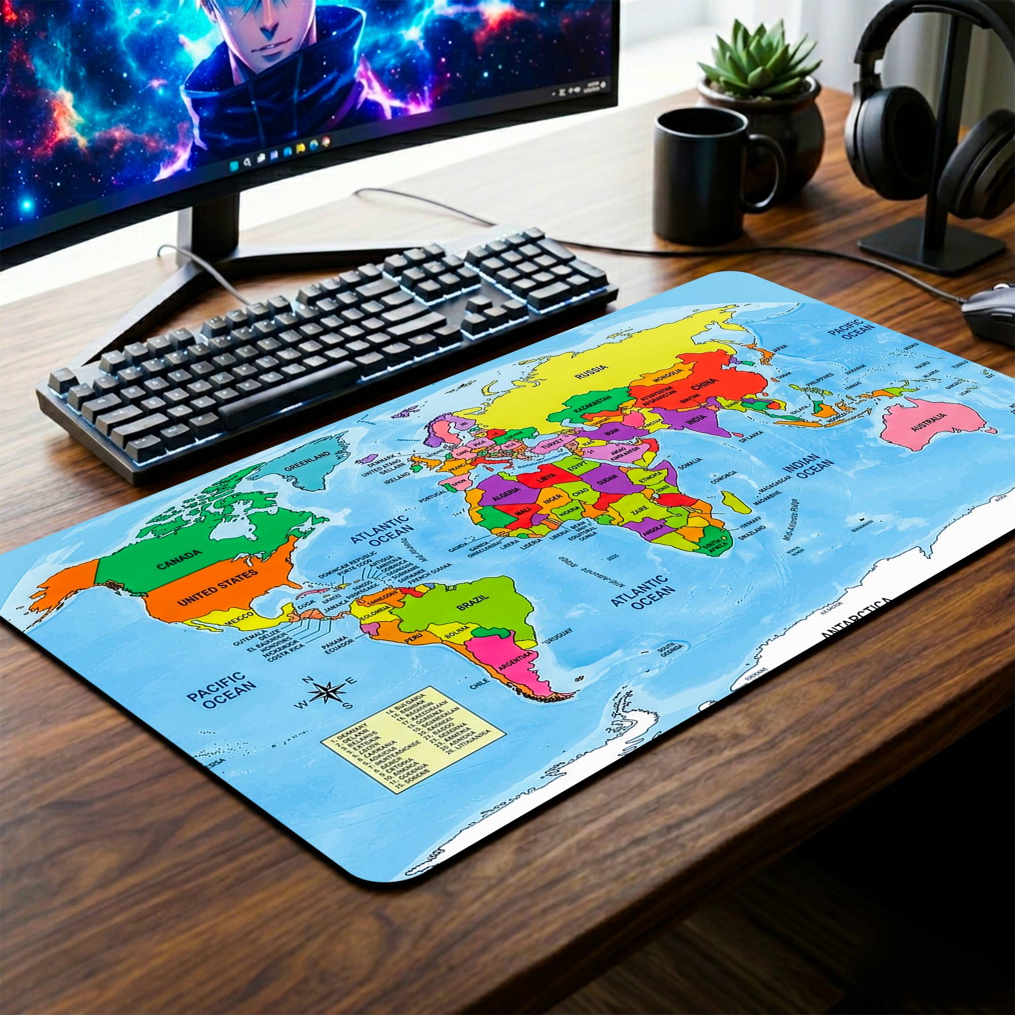 Children World Map Desk Mat - 14 x 23 Inch image