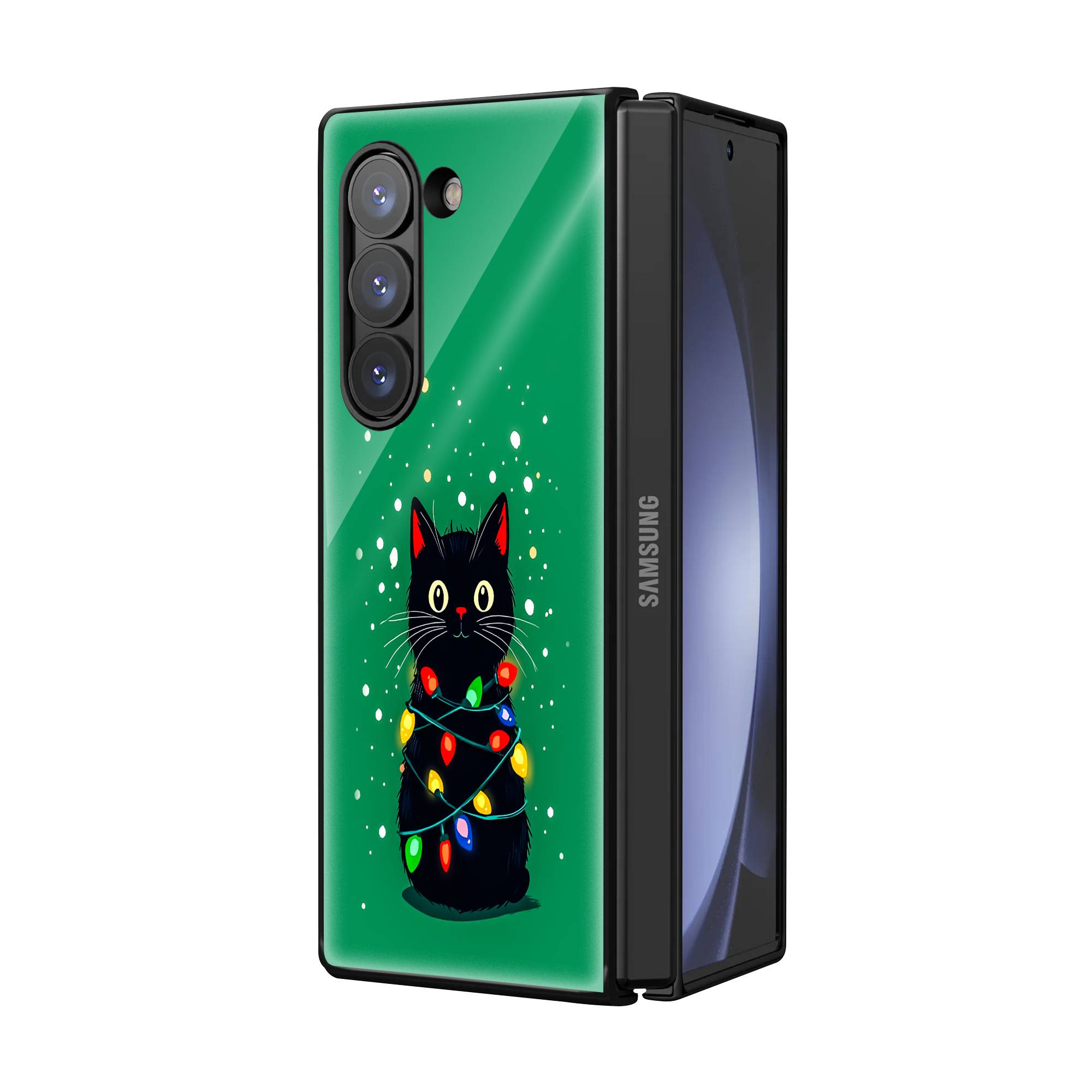 Christmas Cat Samsung Z Fold Glass Case image 1