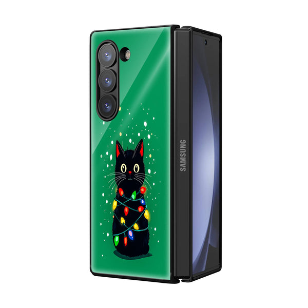 Christmas Cat Samsung Z Fold Glass Case image 1