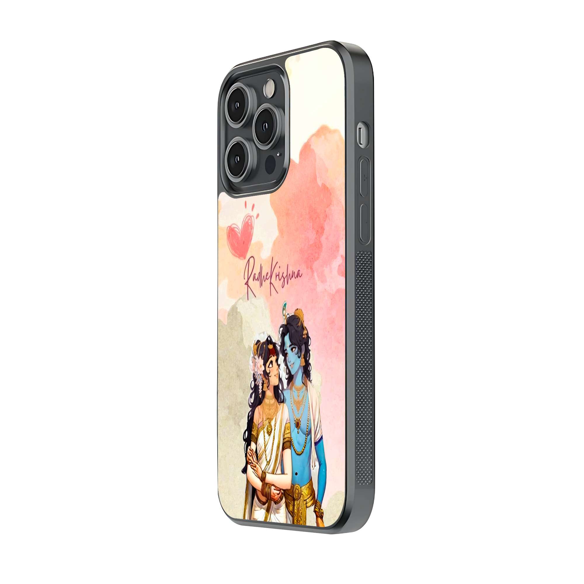 Radha-Krishna Heart Glass Case Secondary image