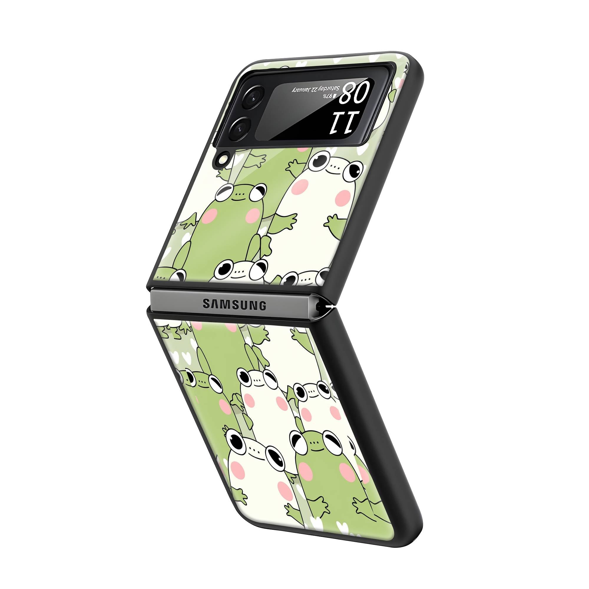Cute Frogs Samsung Z Flip Glass Case Secondary image