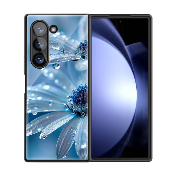 Blue Flowers Samsung Z Fold Glass Case image 2