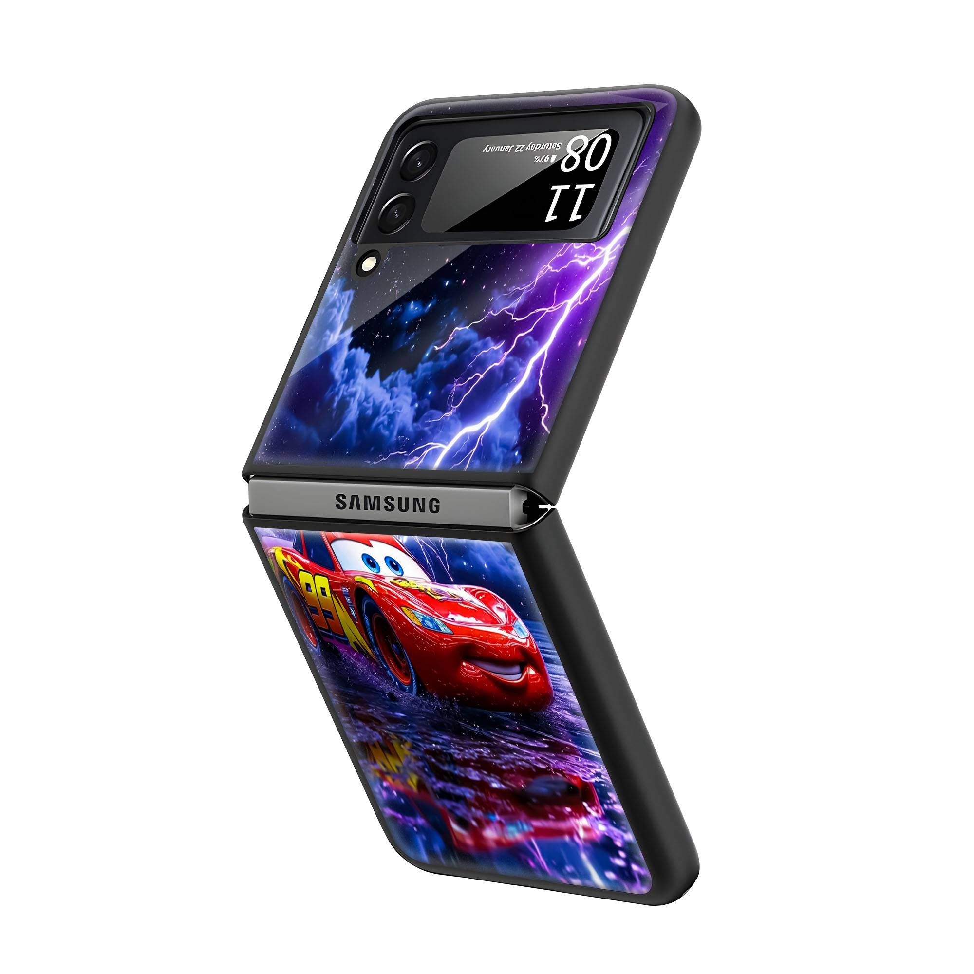 Lightning McQueen Samsung Z Flip Glass Case Secondary image