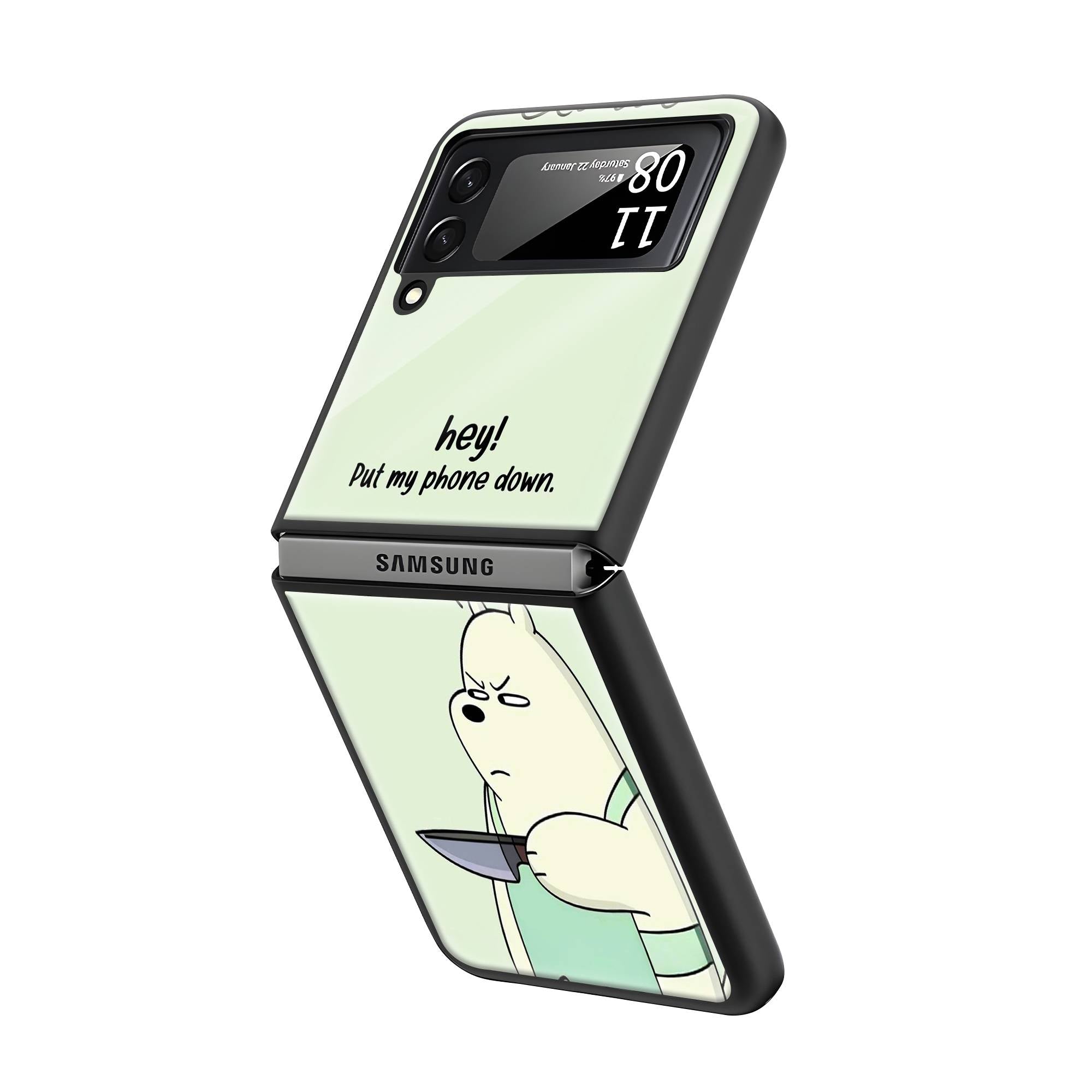 Hey Bear Samsung Z Flip Glass Case Secondary image