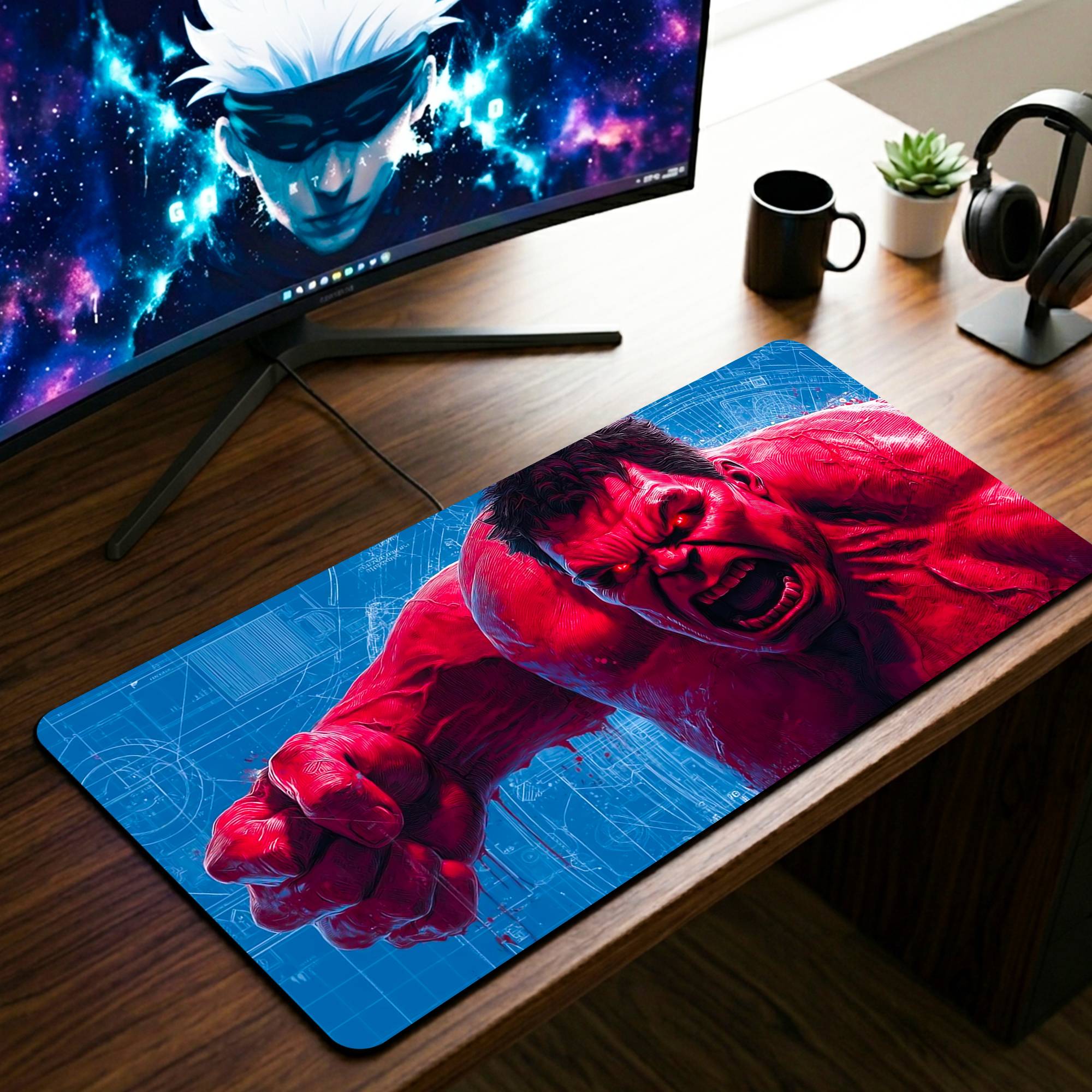 Red Hulk Desk Mat - 11 x 23 Inch image