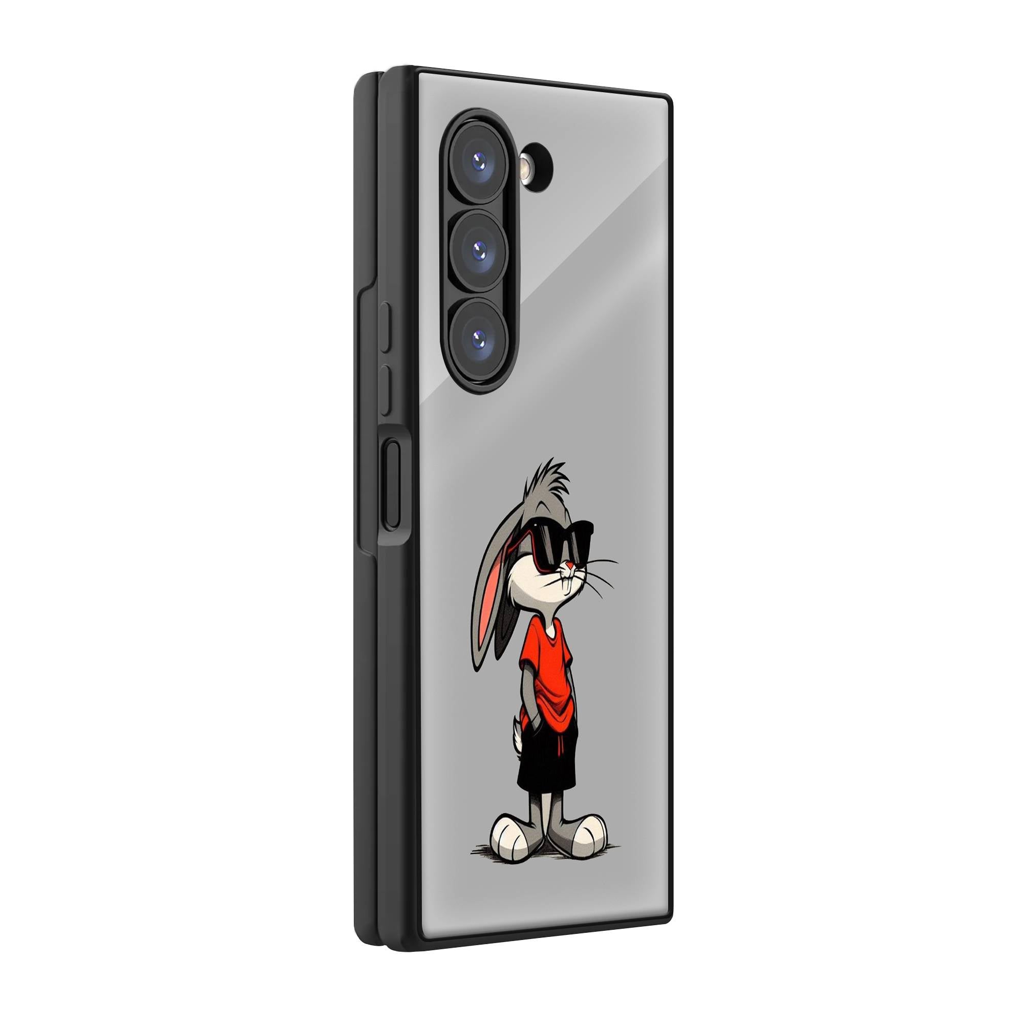 Cool Bunny Samsung Z Fold Glass Case image 0